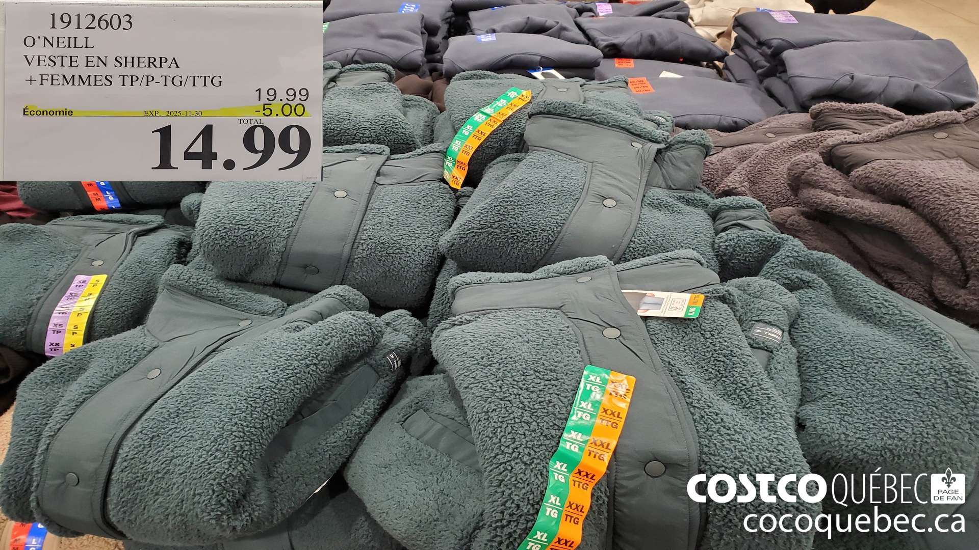 1912603 O'NEILL VESTE EN SHERPA + FEMMES TP/P-TG/TTG ($5.00 INSTANT SAVINGS EXPIRES ON 2025-11-30) $14.99