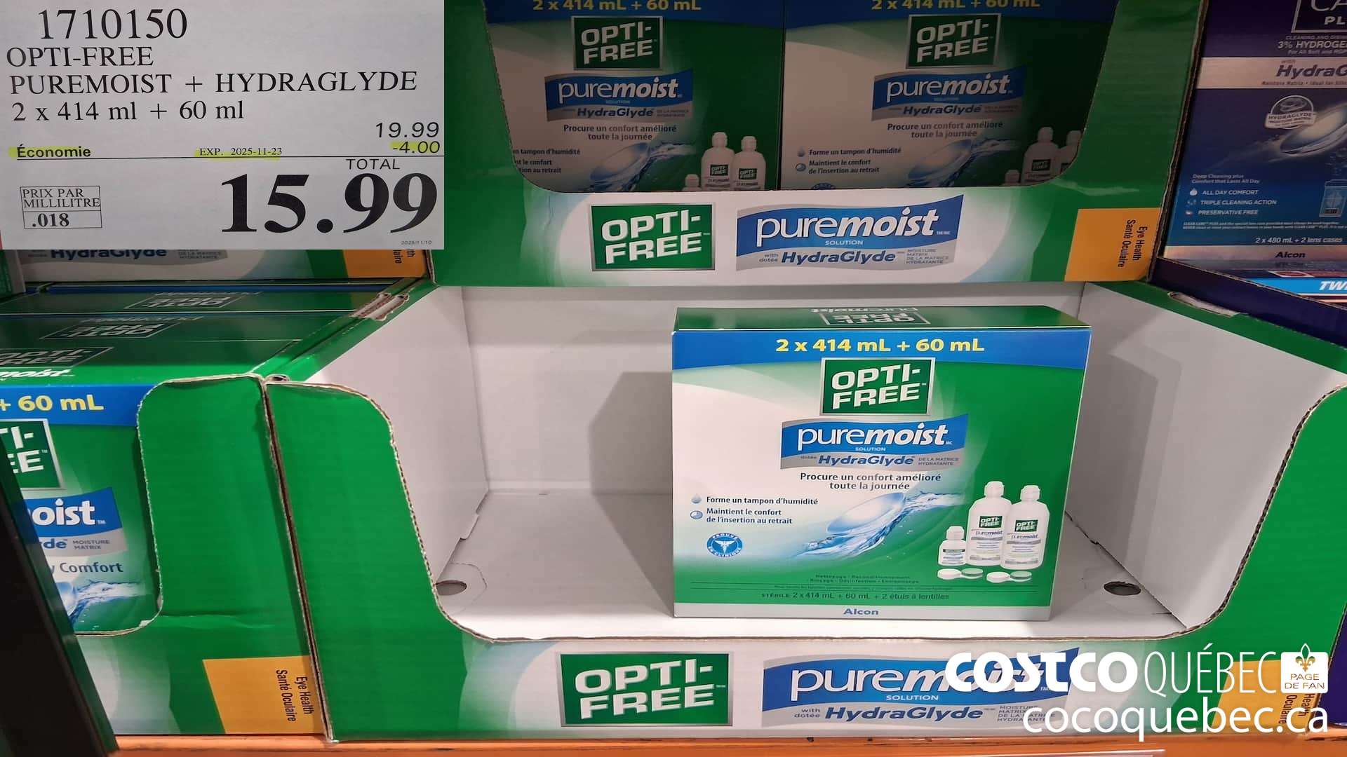 1710150 OPTI-FREE PUREMOIST 7X 414 + 60 ml  ($4.00 INSTANT SAVINGS EXPIRES ON 2025-11-23) $15.99