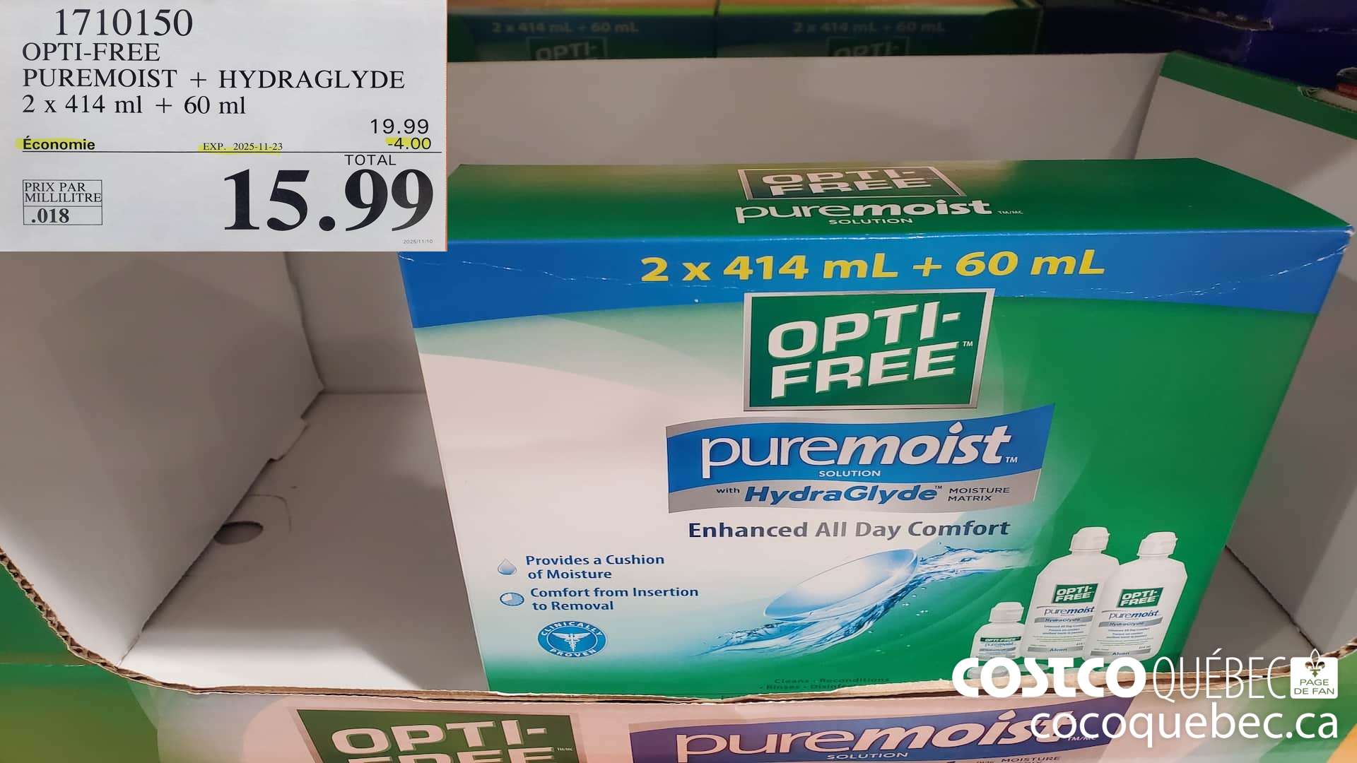1710150 OPTI-FREE PUREMOIST 7X 414 + 60 ml  ($4.00 INSTANT SAVINGS EXPIRES ON 2025-11-23) $15.99