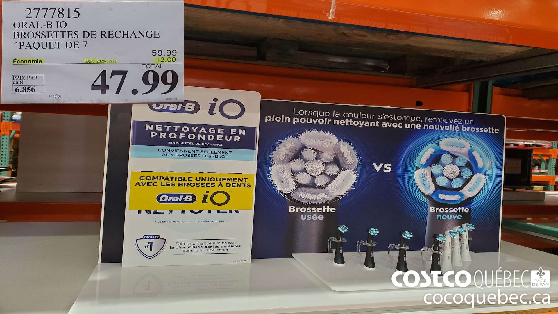 2777815 ORAL-B IO BROSSETTES DE RECHANGE “PAQUET DE 7 ($12.00 INSTANT SAVINGS EXPIRES ON 2025-12-21) $47.99