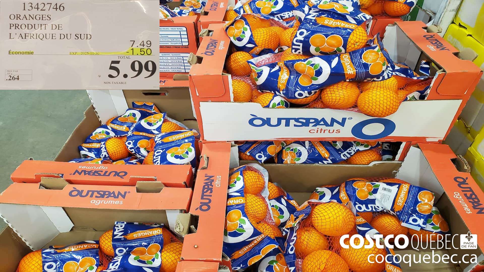 1342746 ORANGES PRODUIT DE L'AFRIOQUE DU SUD  ($1.50 INSTANT SAVINGS EXPIRES ON 2025-11-30) $5.99