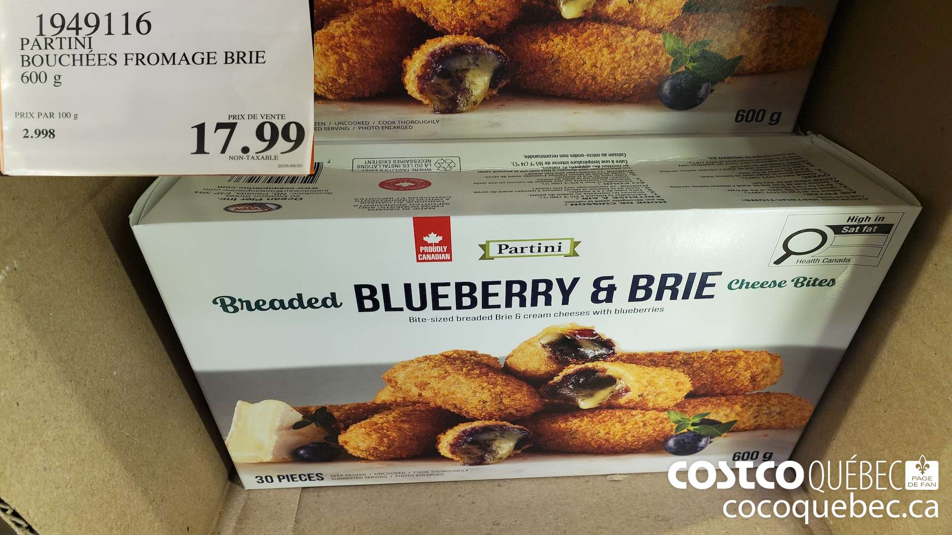 1949116 PARTINI BOUCHEES FROMAGE BRIE 600 g  $17.99