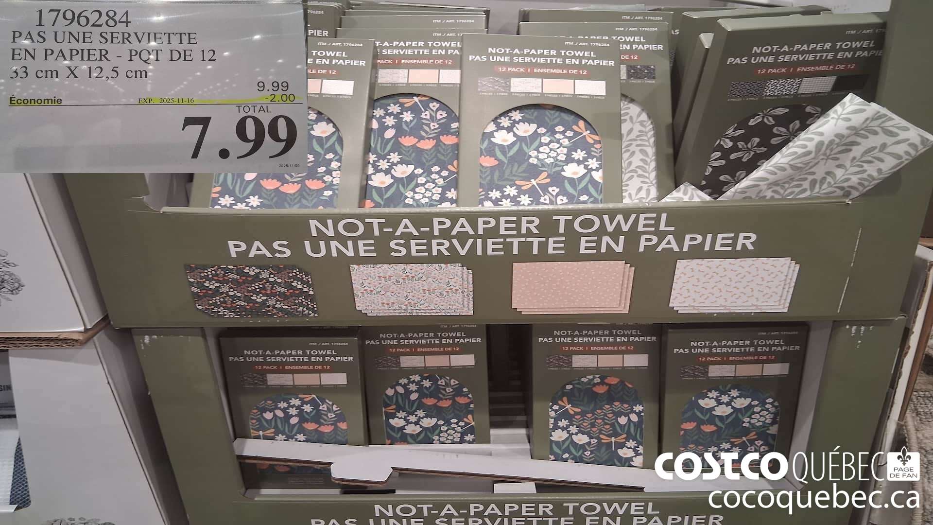 1796284 PAS UNE SERVIETTE EN PAPIER - PQT DE 12 33 CM X 12,5 CM ($2.00 INSTANT SAVINGS EXPIRES ON 2025-11-16) $7.99