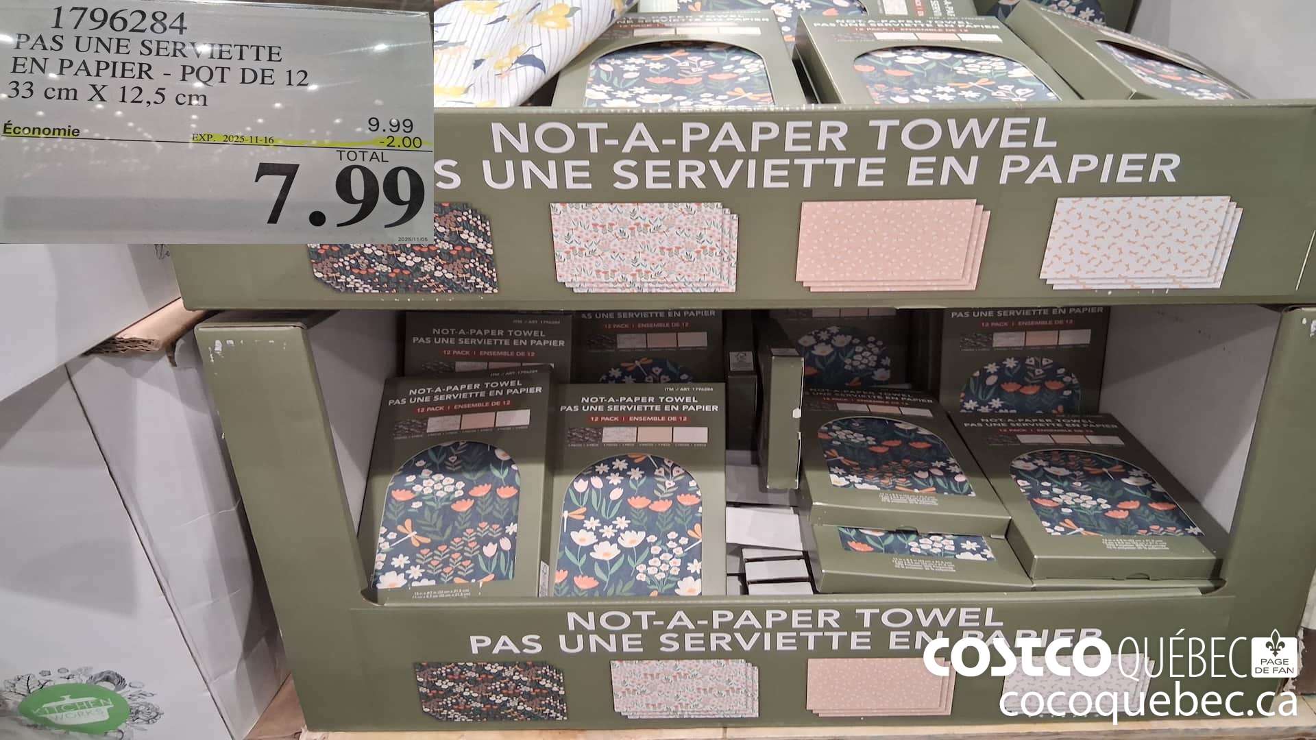 1796284 PAS UNE SERVIETTE EN PAPIER - PQT DE 12 33 CM X 12,5 CM ($2.00 INSTANT SAVINGS EXPIRES ON 2025-11-16) $7.99