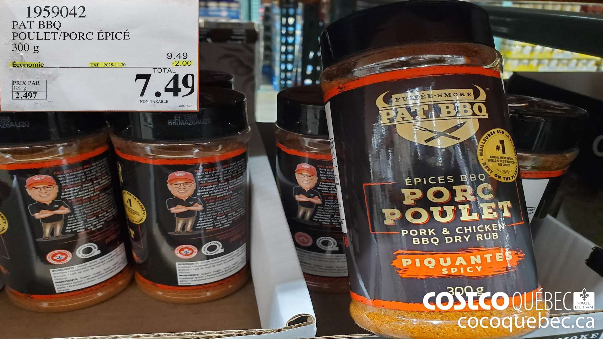 1959042 PAT BBQ POULET/PORC EPICE 300 g ($2.00 INSTANT SAVINGS EXPIRES ON 2025-11-30) $7.49