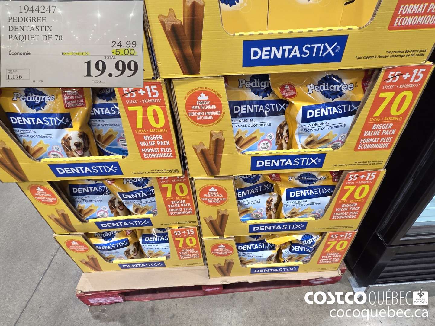 1944247 PEDIGREE DENTASTIX PAQUET DE 70  ($5.00 INSTANT SAVINGS EXPIRES ON 2025-11-09) $19.99