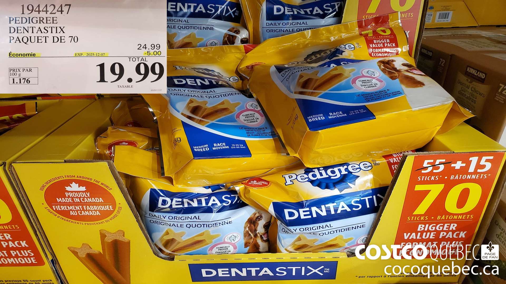 1944247 PEDIGREE DENTASTIX PAQUET DE 70  ($5.00 INSTANT SAVINGS EXPIRES ON 2025-12-07) $19.99