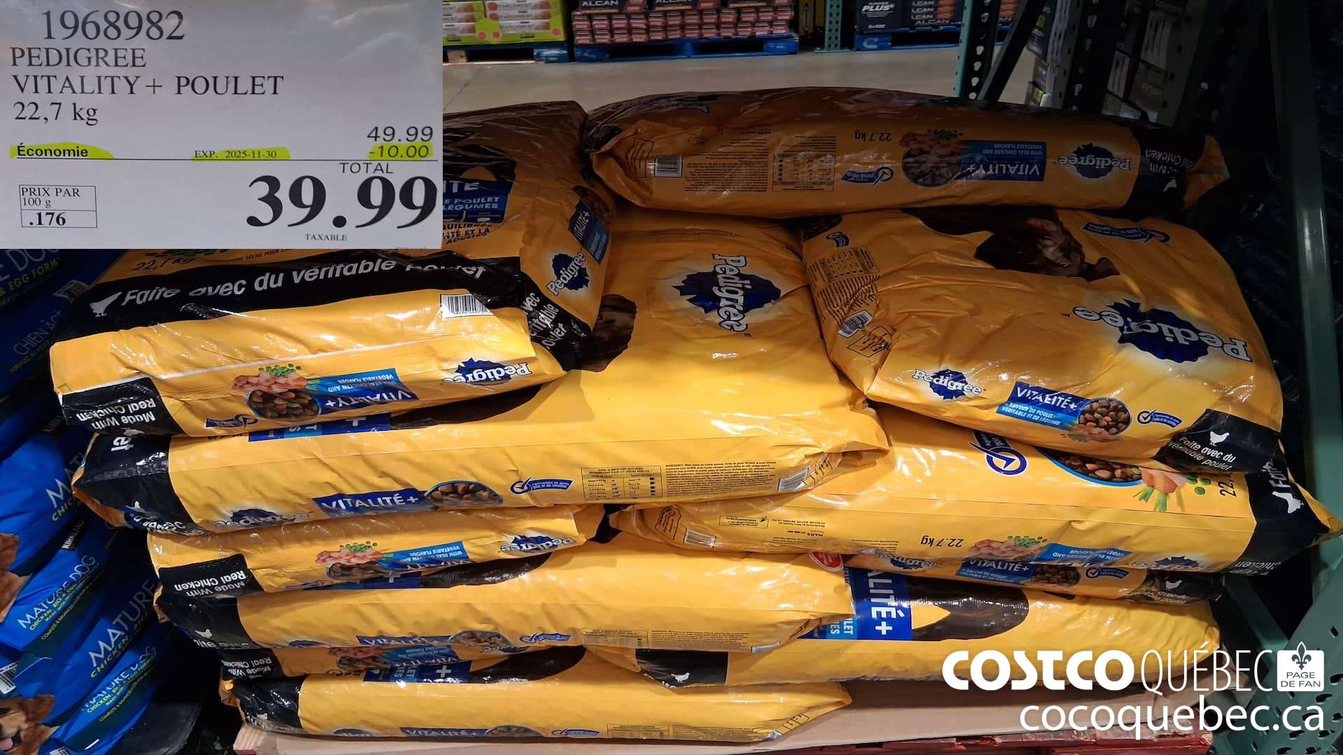 1968982 PEDIGREE VITALITY + POULET POUR CHIENS 22,7 kg  ($10.00 INSTANT SAVINGS EXPIRES ON 2025-11-30) $39.99