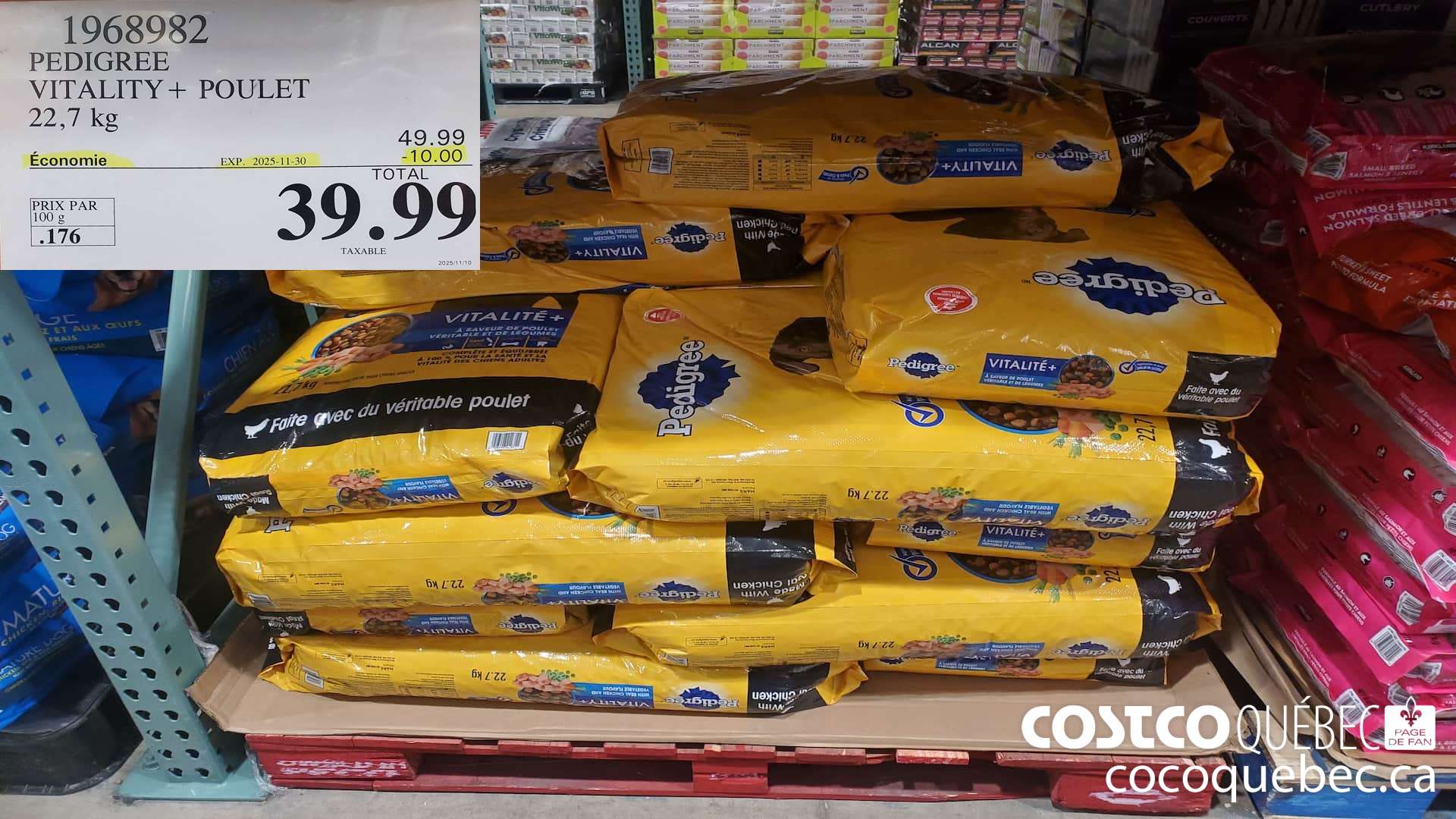 1968982 PEDIGREE VITALITY + POULET POUR CHIENS 22,7 kg  ($10.00 INSTANT SAVINGS EXPIRES ON 2025-11-30) $39.99