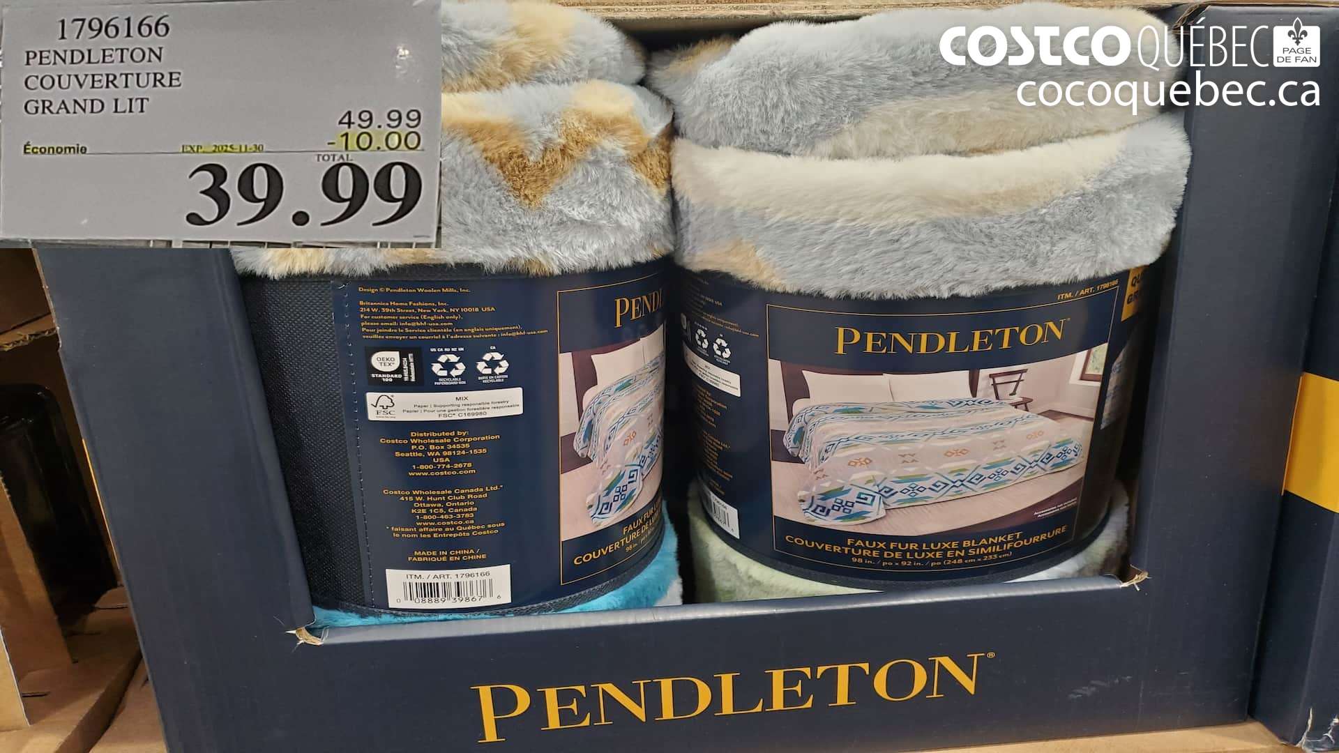 1796166 PENDLETON COUVERTURE GRAND LIT ($10.00 INSTANT SAVINGS EXPIRES ON 2025-11-30) $39.99