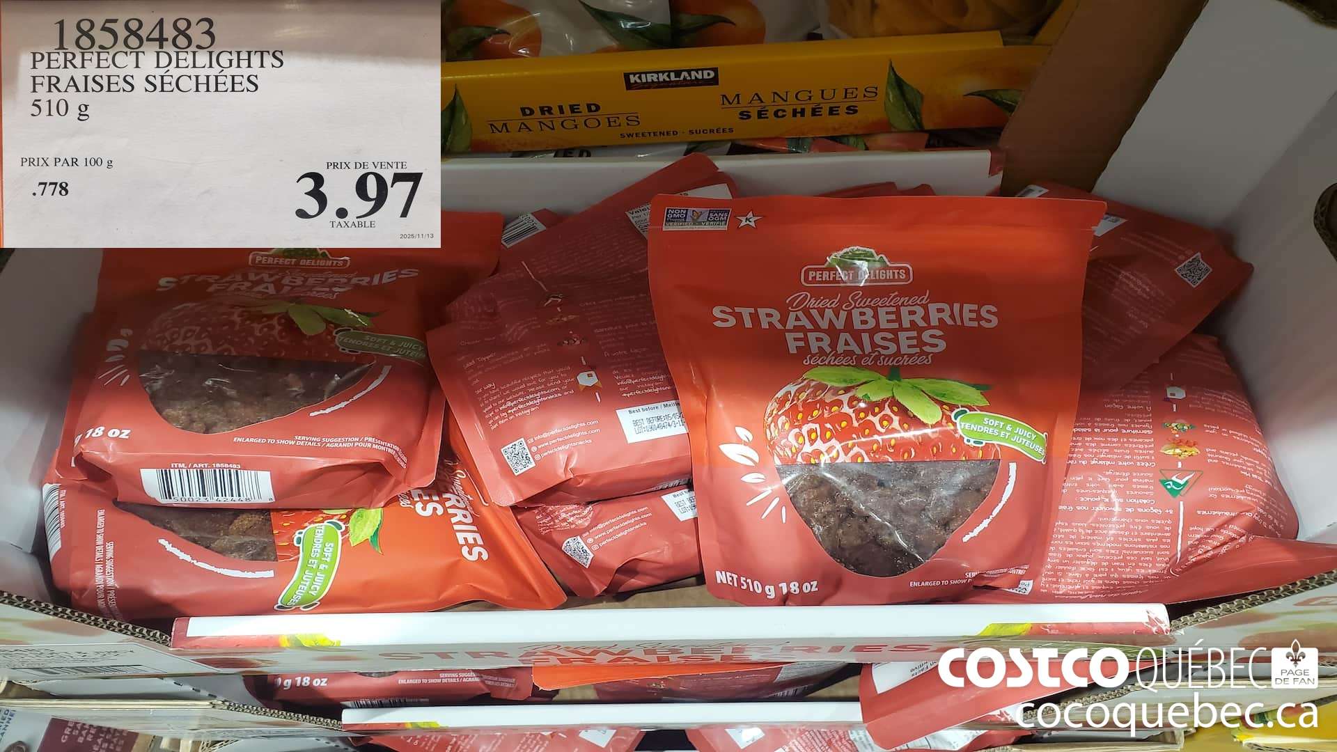 1858483 PERFECT DELIGHTS FRAISES SECHEES 510g  $3.97