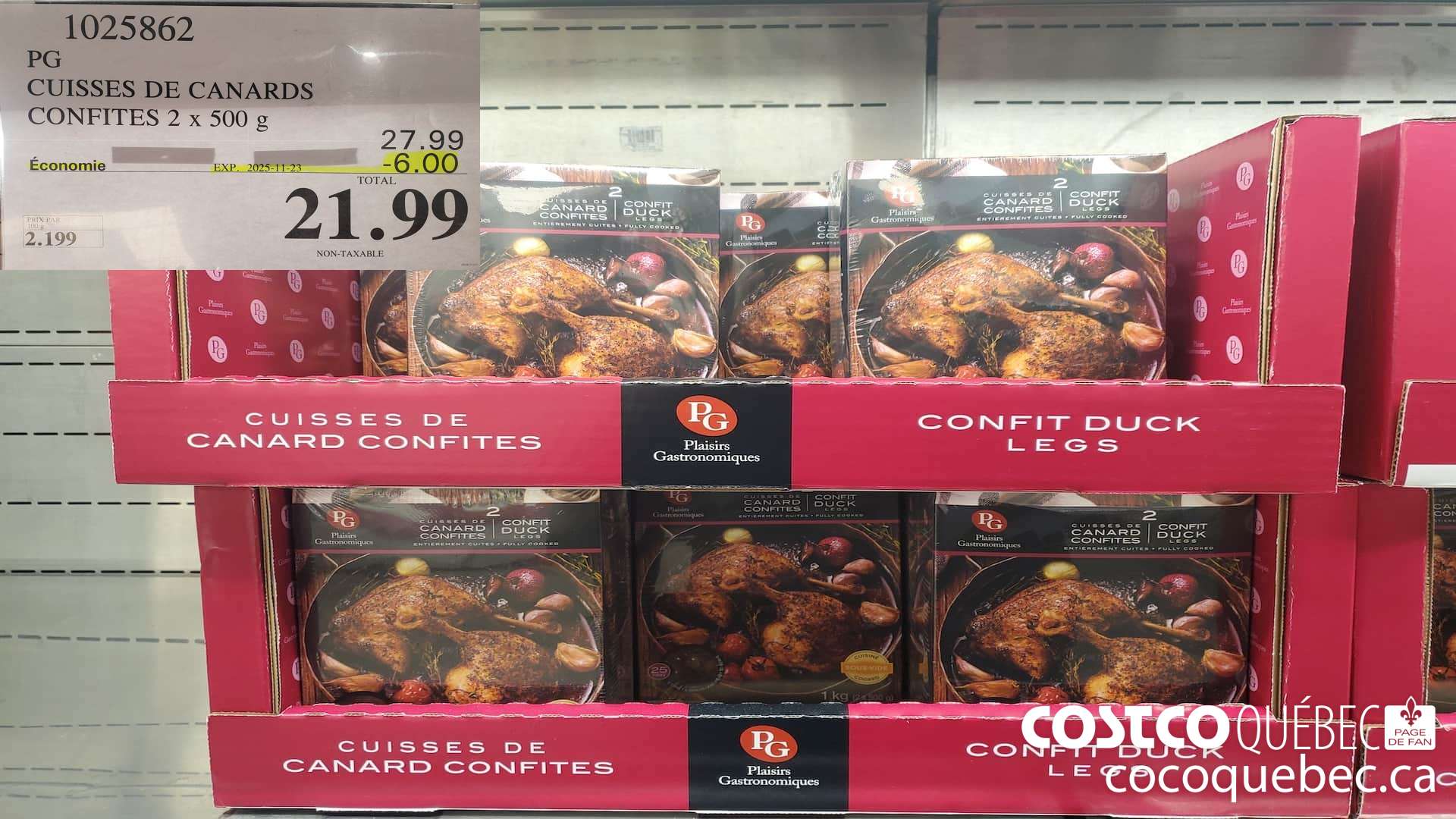 1025862 PG CUISSES DE CANARDS CONFITES 2 × 500 g ($6.00 INSTANT SAVINGS EXPIRES ON 2025-11-23) $21.99