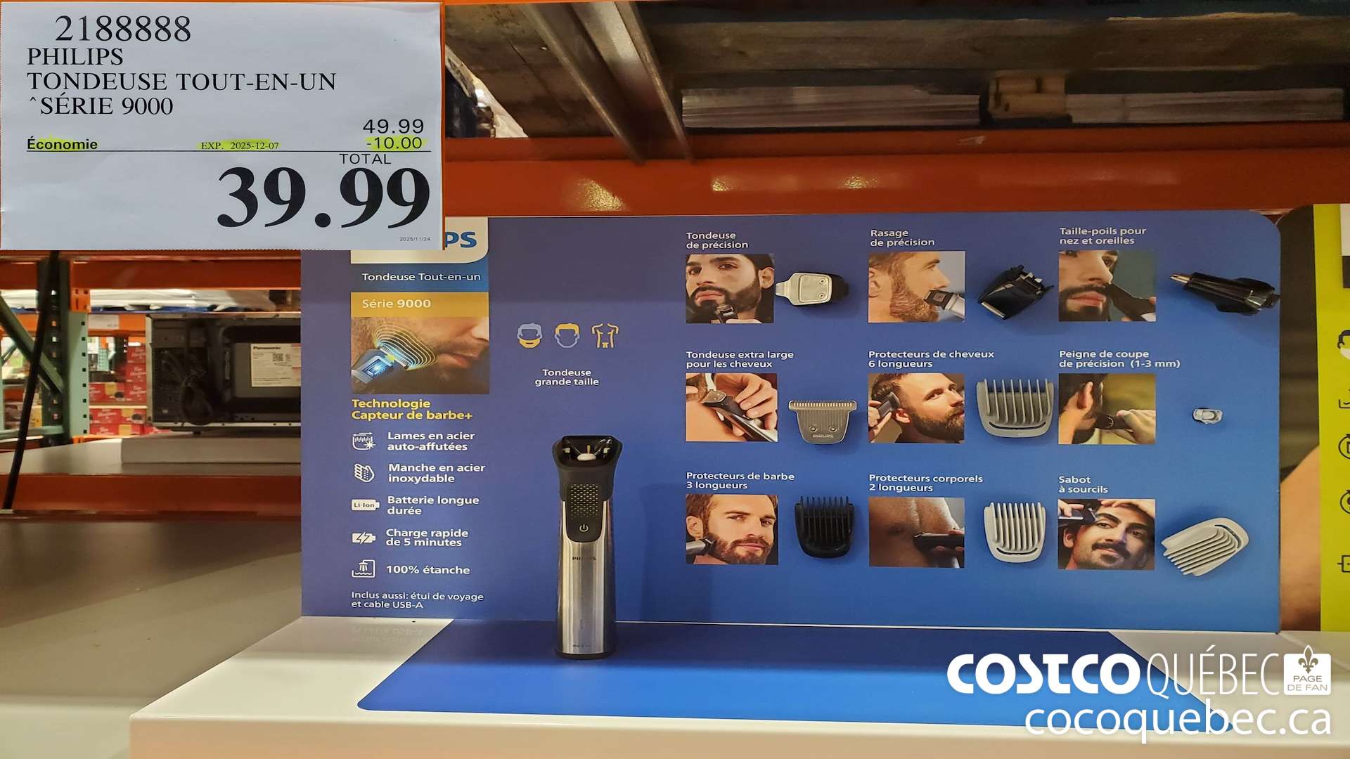 2188888 PHILIPS TONDEUSE TOUT-EN-UN “SERIE 9000  ($10.00 INSTANT SAVINGS EXPIRES ON 2025-12-07) $39.99