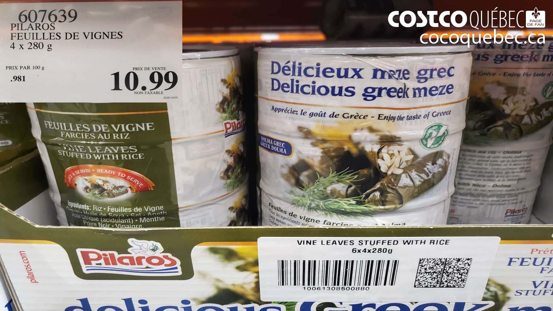 607639 PILAROS FEUILLES DE VIGNES 4x 280 g $10.99