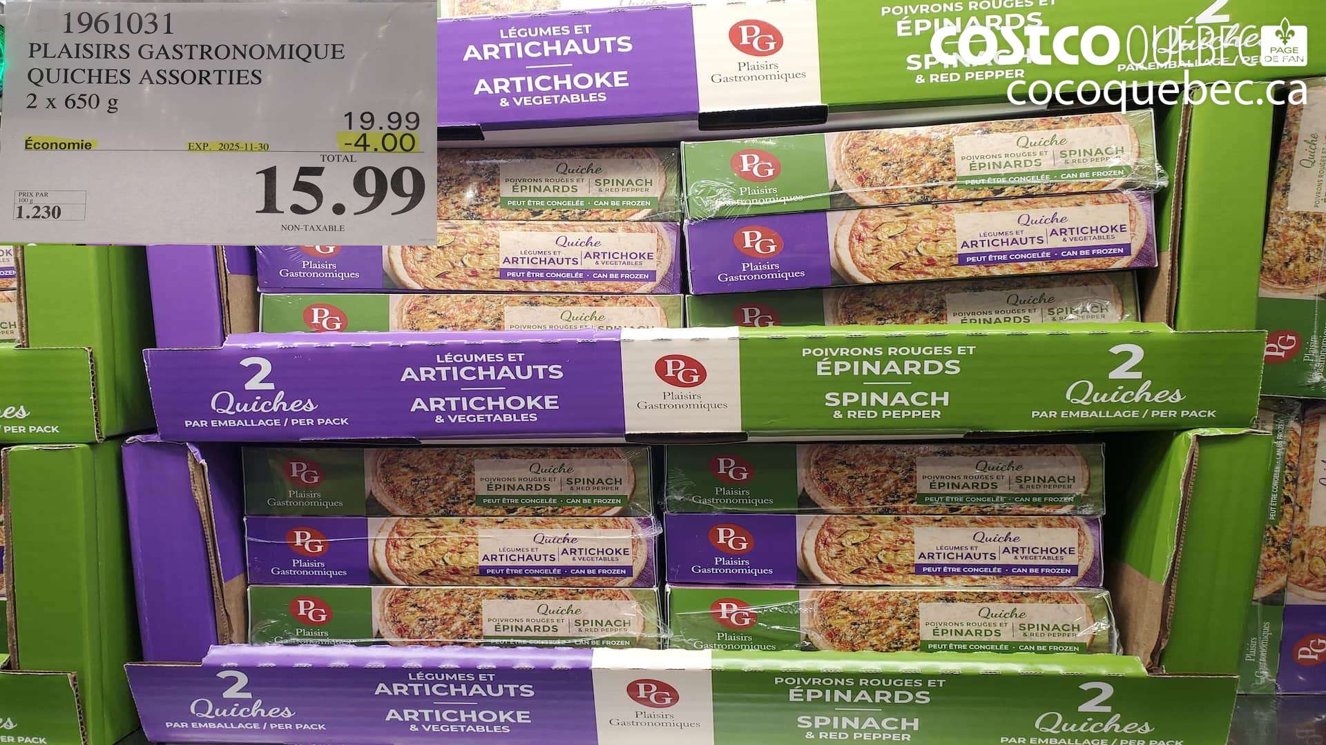 1961031 PLAISIRS GASTRONOMIQUE QUICHES ASSORTIES 2x 650 g  ($4.00 INSTANT SAVINGS EXPIRES ON 2025-11-30) $15.99