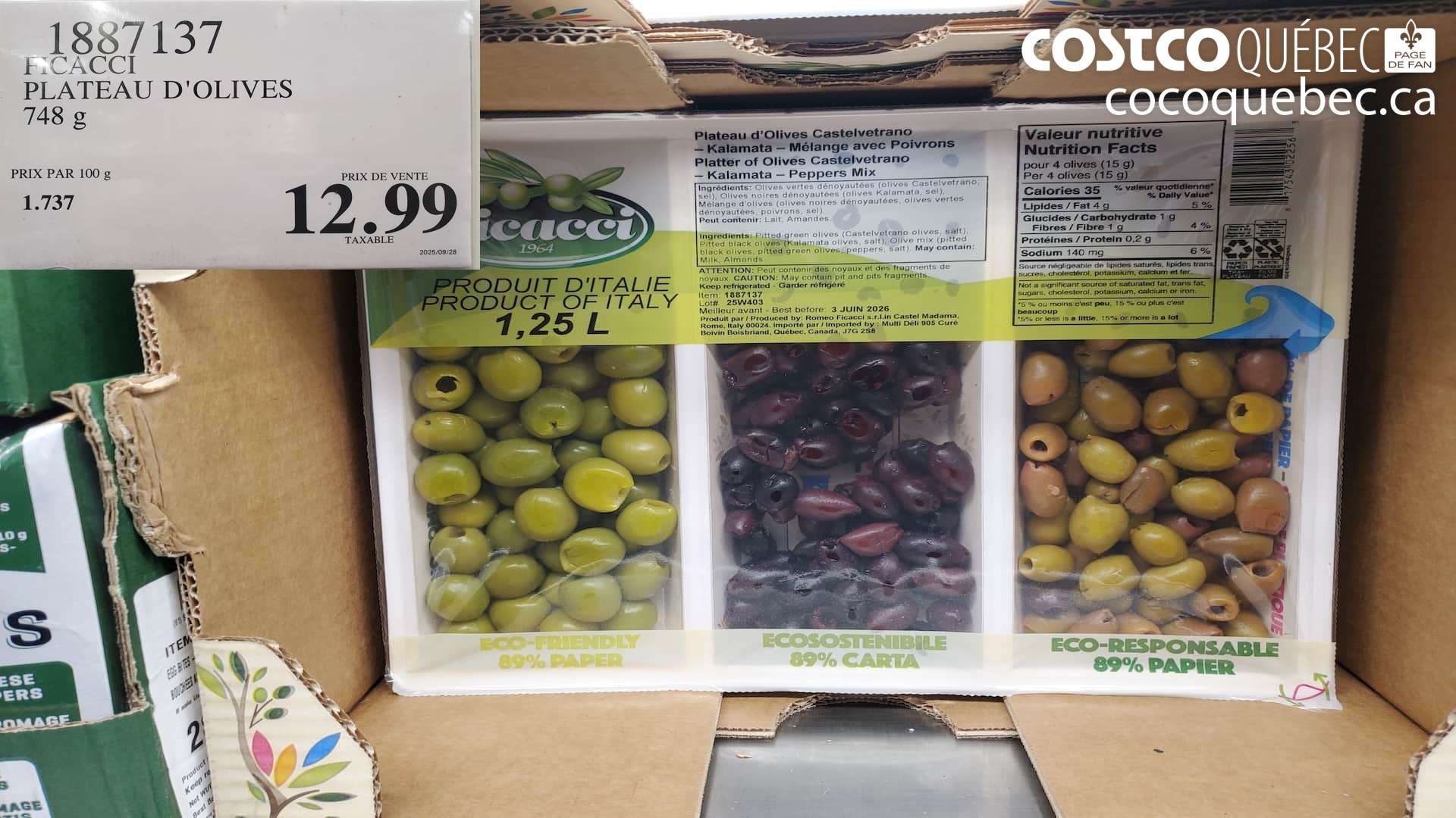 1837137 PLATEAU D'OLIVES 748 g $12.99