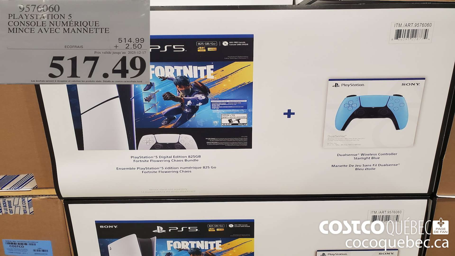 9576060 PLAYSTATION 5 CONSOLE NUMERIQUE MINCE AVEC MANNETTE (EXPIRES ON 2025-12-17) $517.49