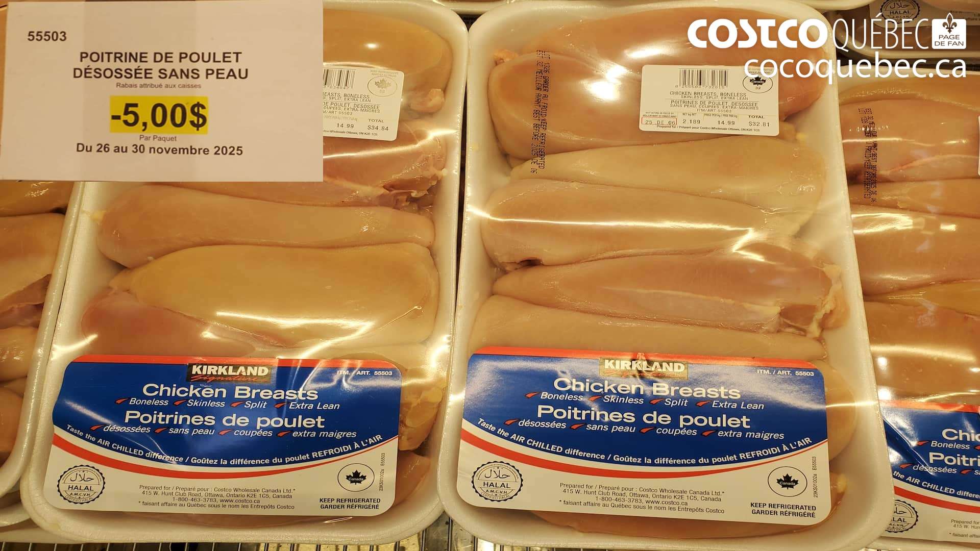 55503 POITRINE DE POULET DESOSSEE SANS PEAU  ($5.00 INSTANT SAVINGS EXPIRES ON 2025-11-30)