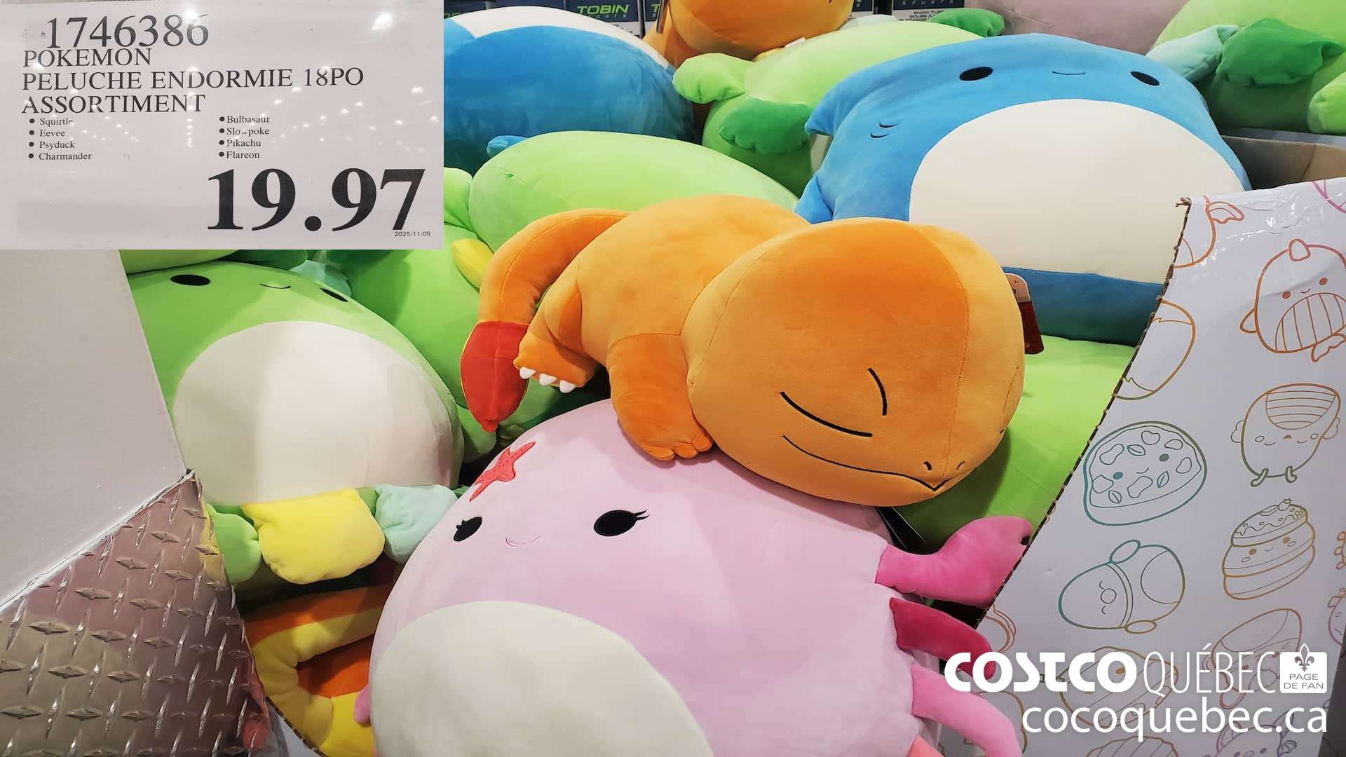 1746386 POKEMON PELUCHE ENDORMIE 18PO ASSORTIMENT  $19.97