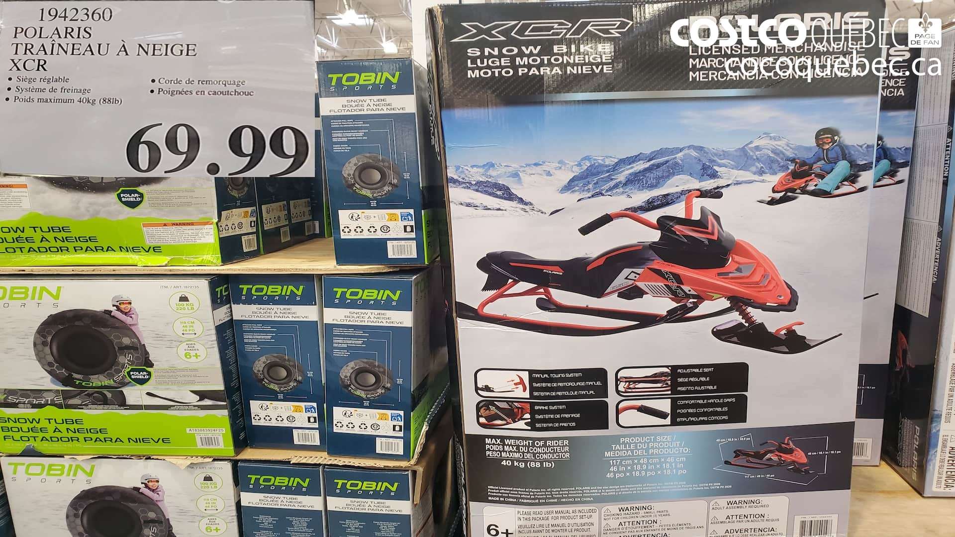 1942360 POLARIS TRAINEAU A NEIGE XCR $69.99