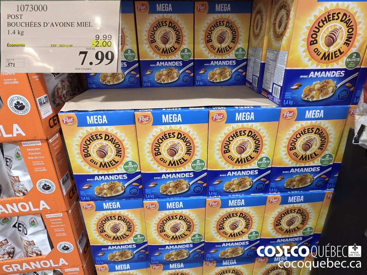 1073000 POST BOUCHEES D'AVOINE MIEL 1.4 kg  ($2.00 INSTANT SAVINGS EXPIRES ON 2025-11-09) $7.99