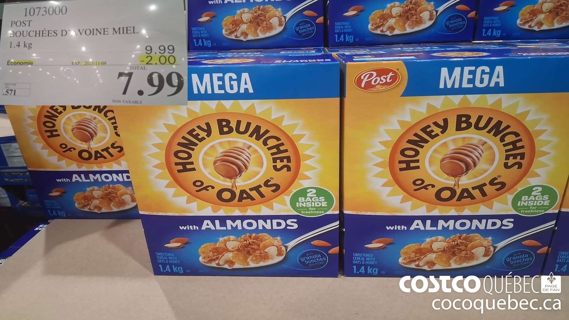 1073000 POST BOUCHEES D'AVOINE MIEL 1.4 kg  ($2.00 INSTANT SAVINGS EXPIRES ON 2025-11-09) $7.99