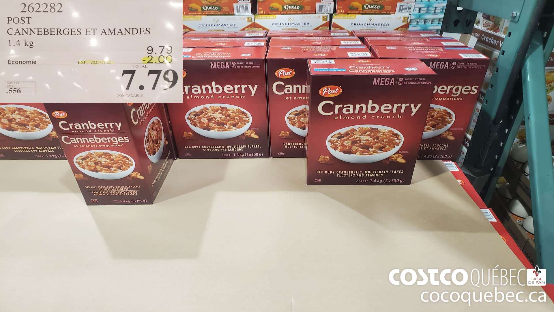 262282 POST CANNEBERGES ET AMANDES 1.4 kg  ($2.00 INSTANT SAVINGS EXPIRES ON 2025-11-23) $7.79