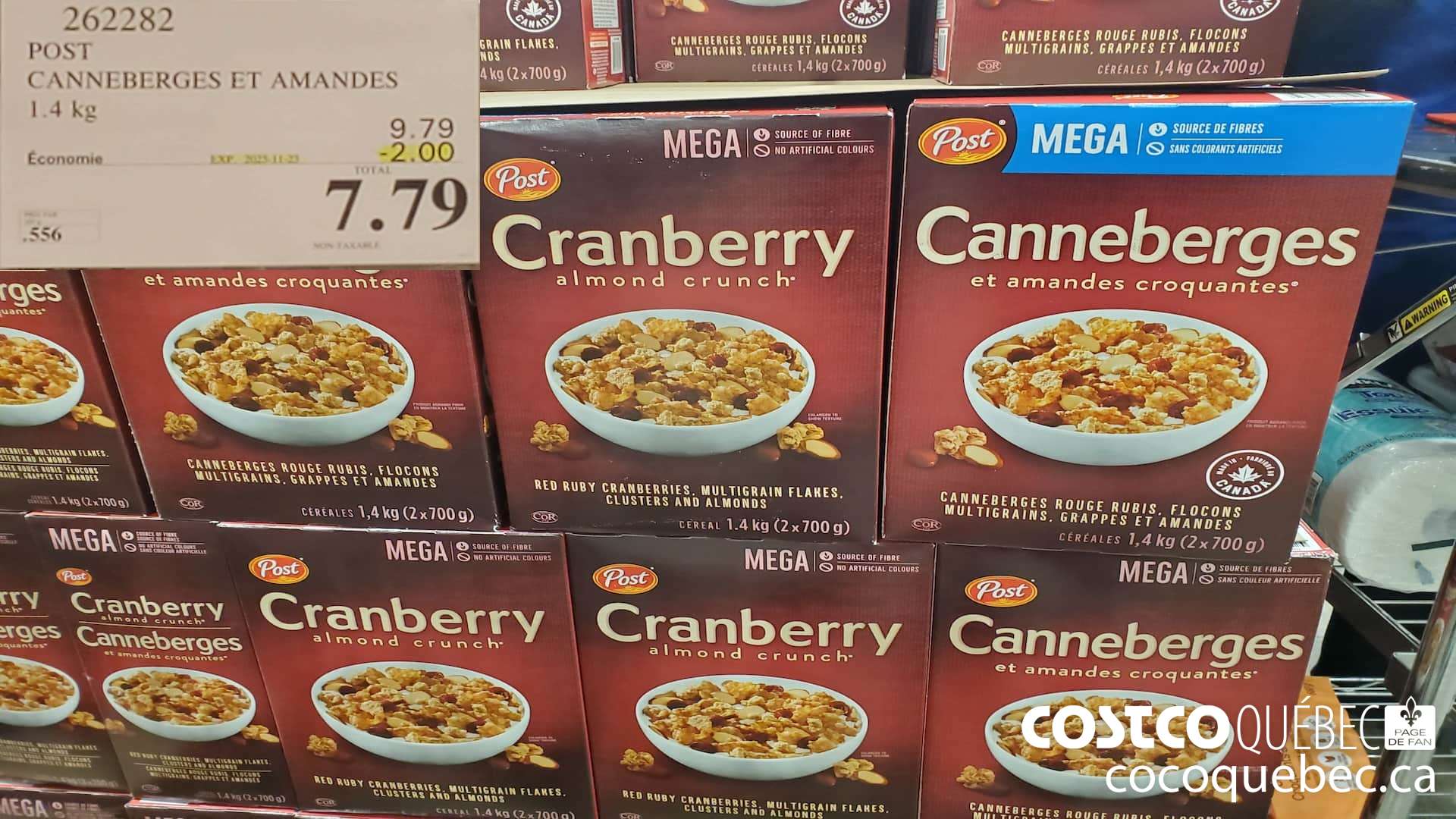 262282 POST CANNEBERGES ET AMANDES 1.4 kg  ($2.00 INSTANT SAVINGS EXPIRES ON 2025-11-23) $7.79