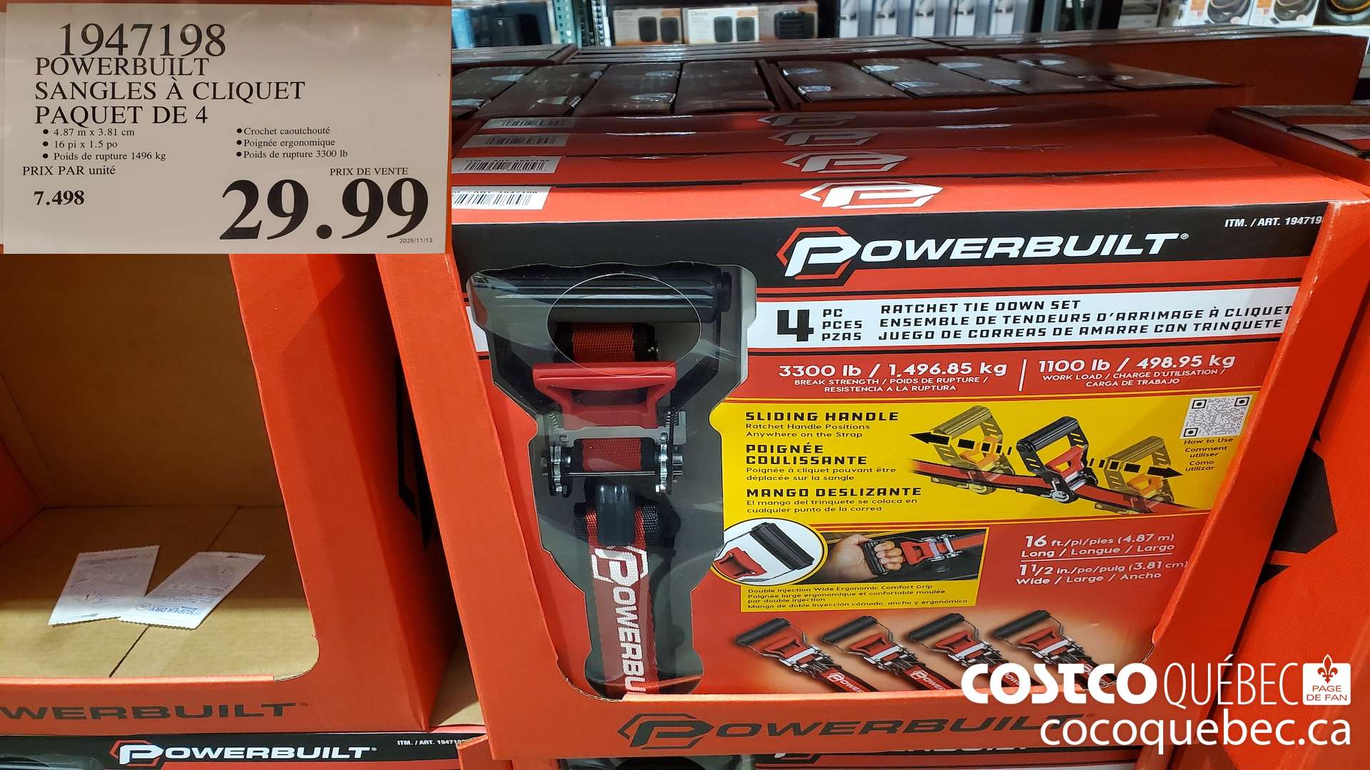 1947198 POWERBUILT SANGLES A CLIQUET PAQUET DE 4 $29.99