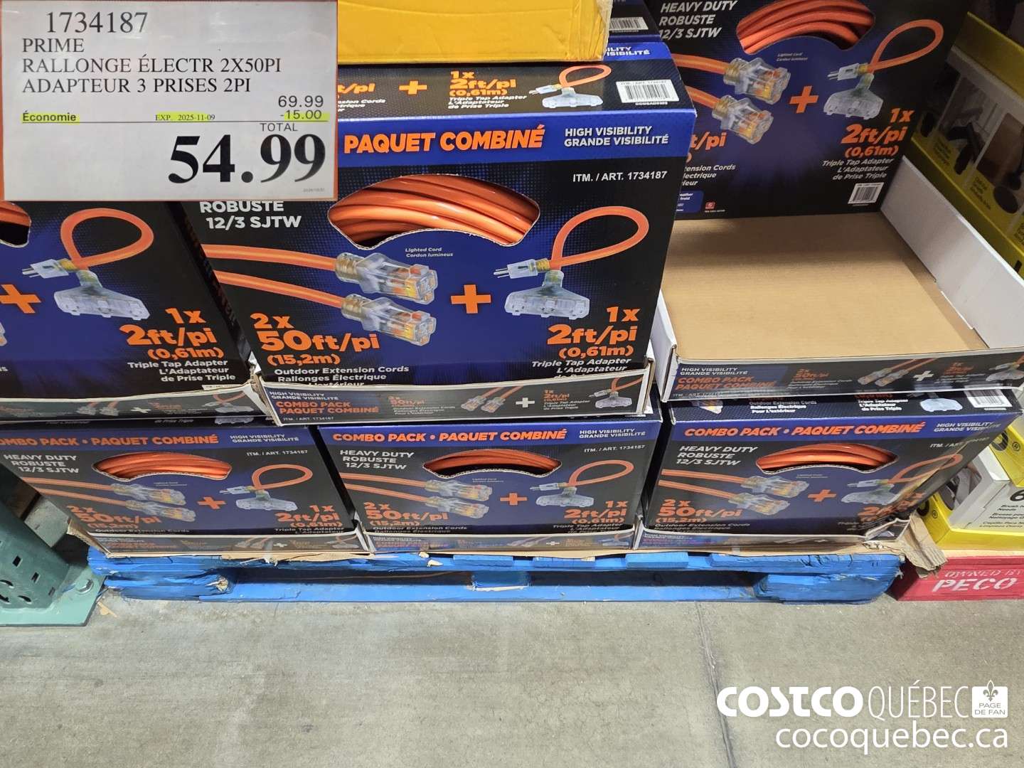 1734187 PRIME RALLONGE ELECTR 2X50PI ADAPTEUR 3 PRISES 2PI ($15.00 INSTANT SAVINGS EXPIRES ON 2025-11-09) $54.99
