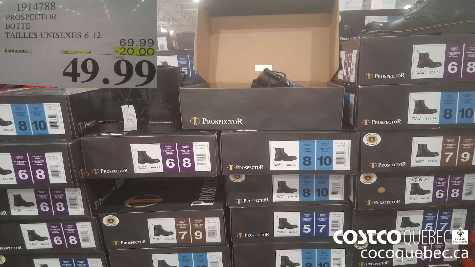 1914788 PROSPECTOR BOTTE TAILLES UNISEXES 6-12  ($20.00 INSTANT SAVINGS EXPIRES ON 2025-11-09) $49.99