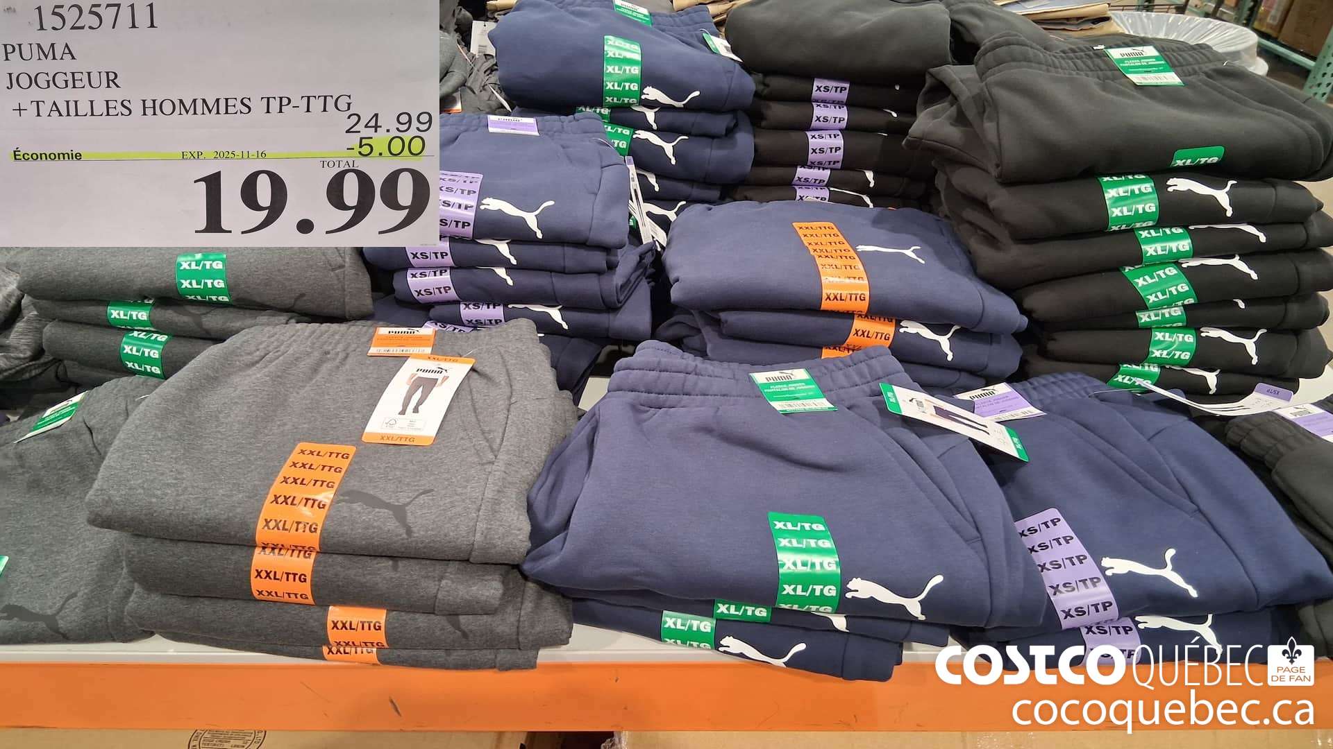 1525711 PUMA JOGGEUR TAILLES HOMES TP-TTG ($5.00 INSTANT SAVINGS EXPIRES ON 2025-11-16) $19.99