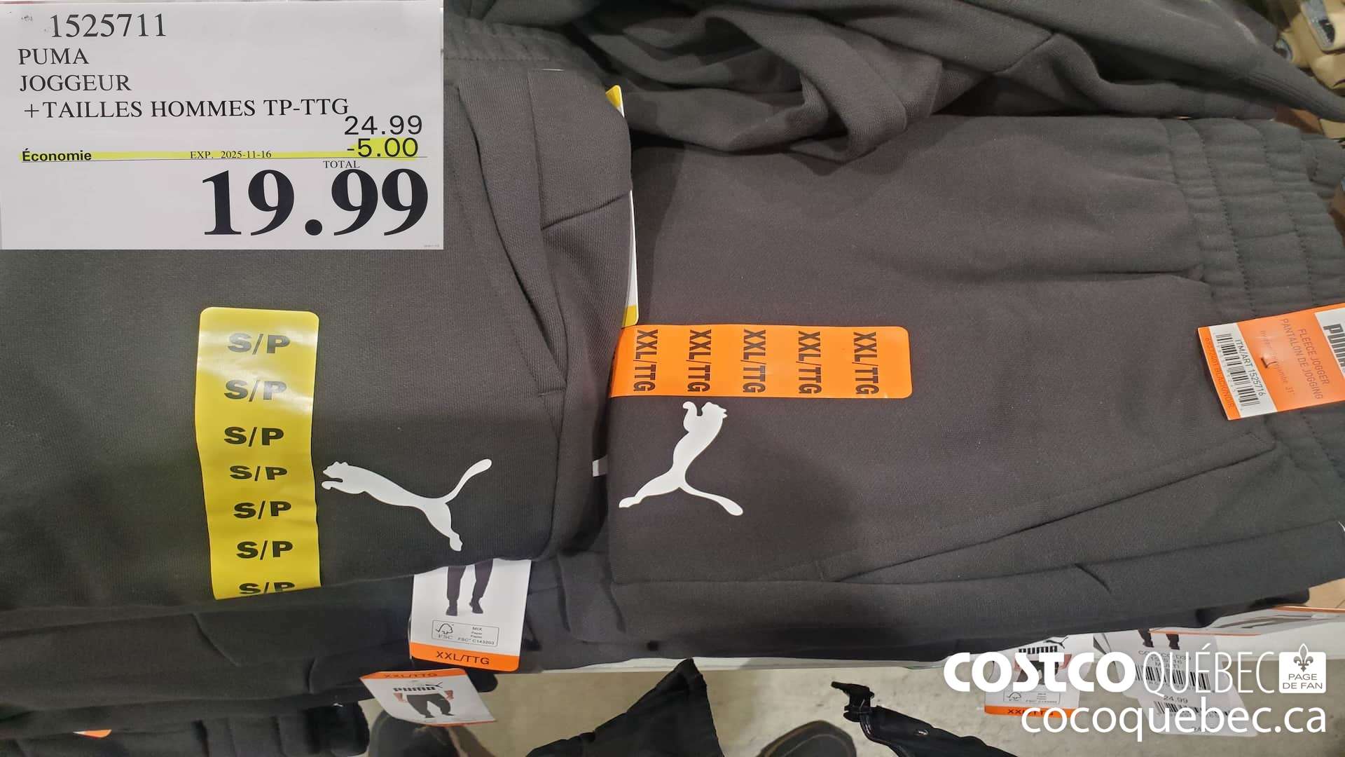 1525711 PUMA JOGGEUR TAILLES HOMES TP-TTG ($5.00 INSTANT SAVINGS EXPIRES ON 2025-11-16) $19.99