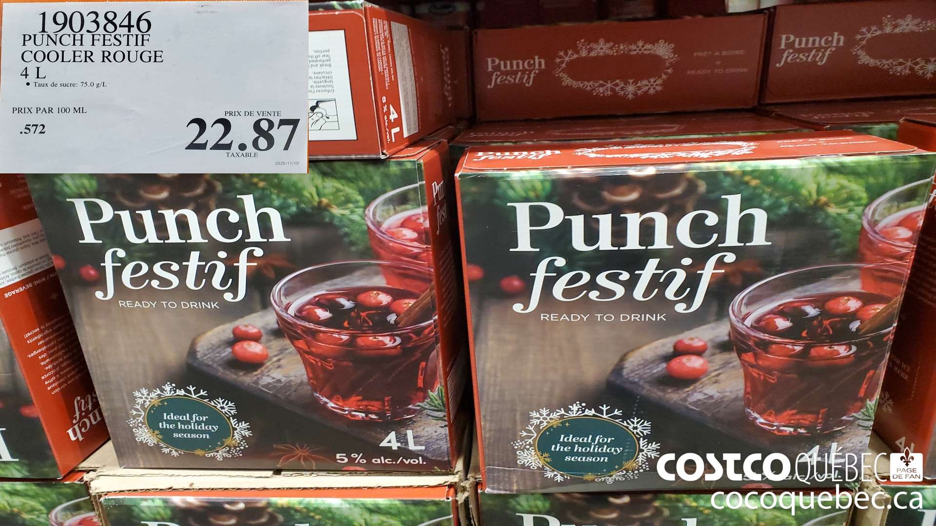 1903846 PUNCH FESTIF COOLER ROUGE  $22.87