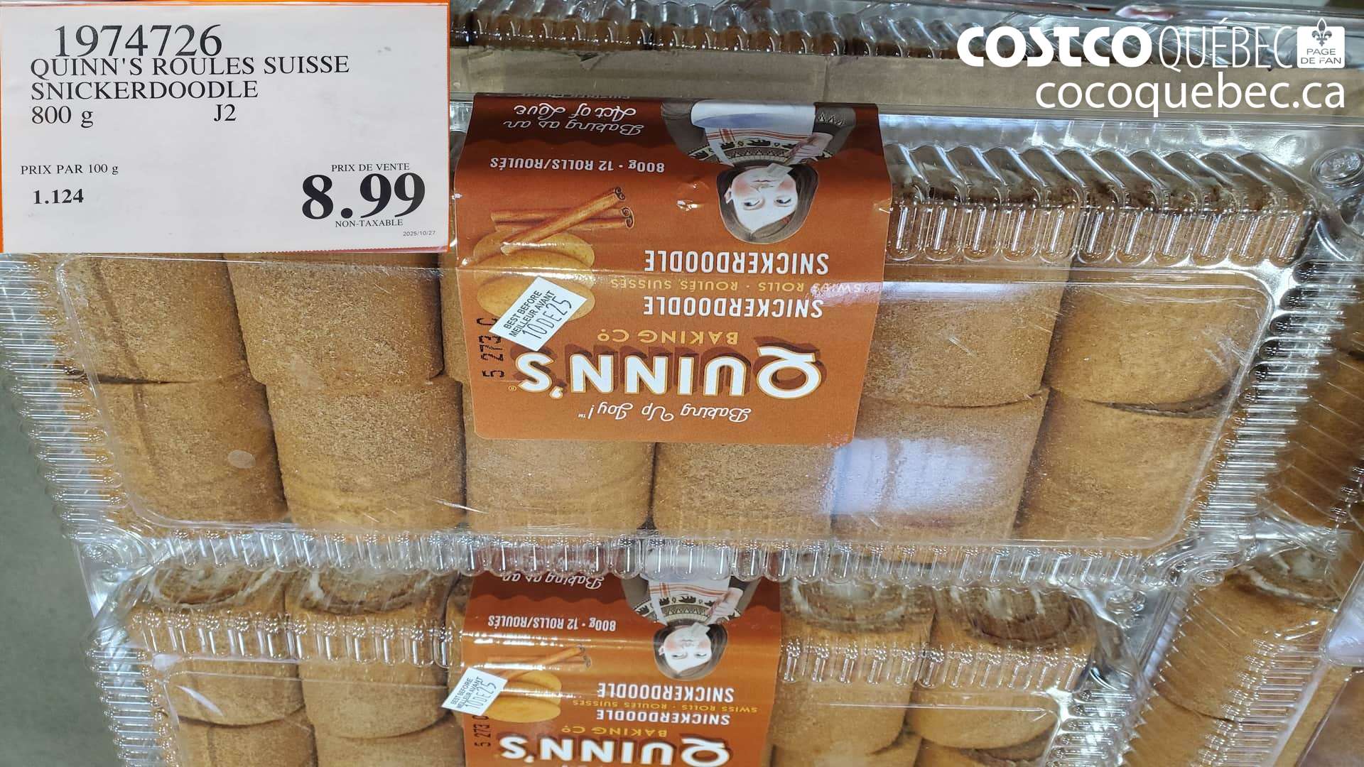 1974726 QUINN'S ROULES SUISSE SNICKERDOODLE 800 g  $8.99