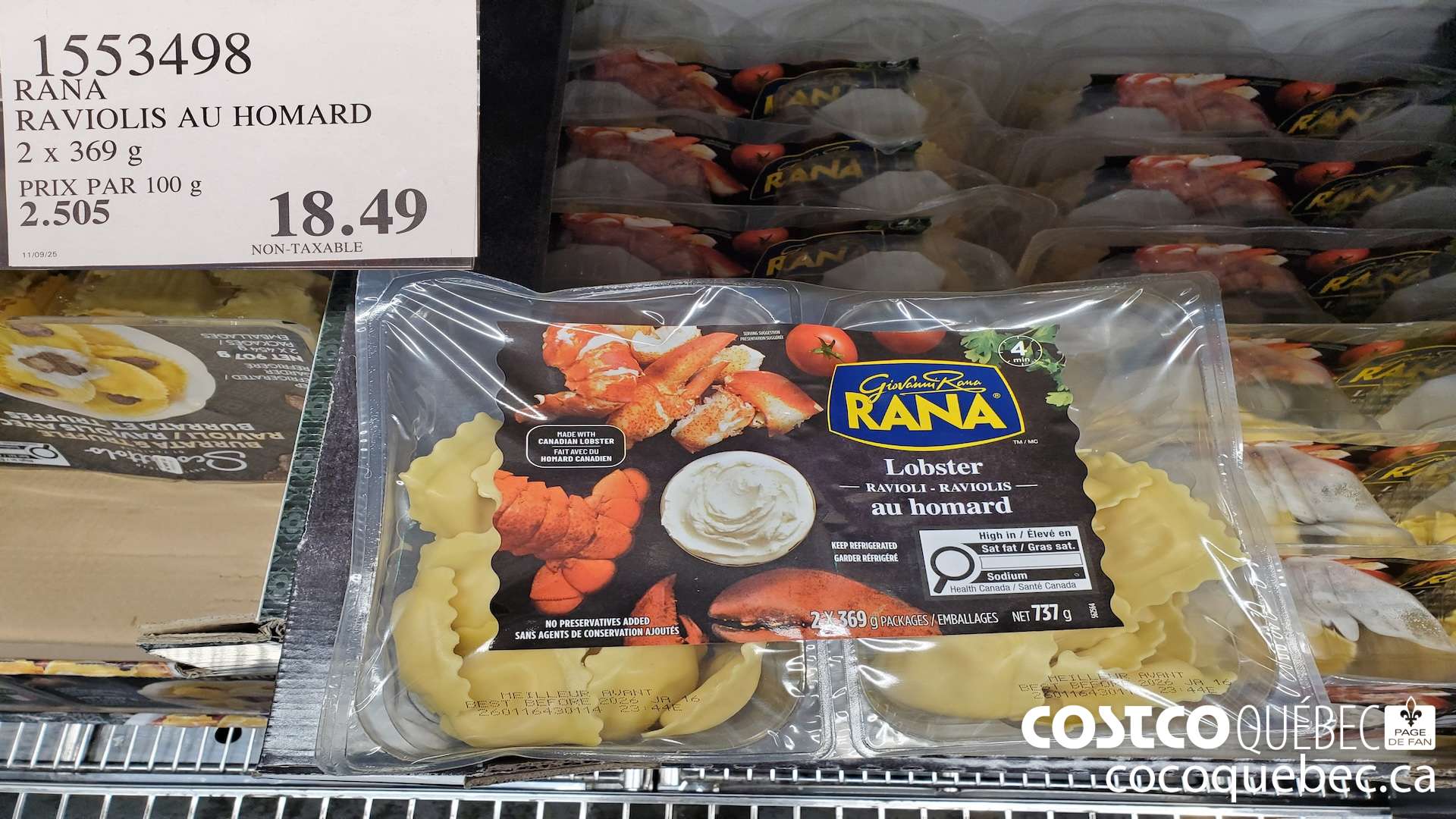 1553498 RANA RAVIOLIS AU HOMARD 2 x 369 g $18.49