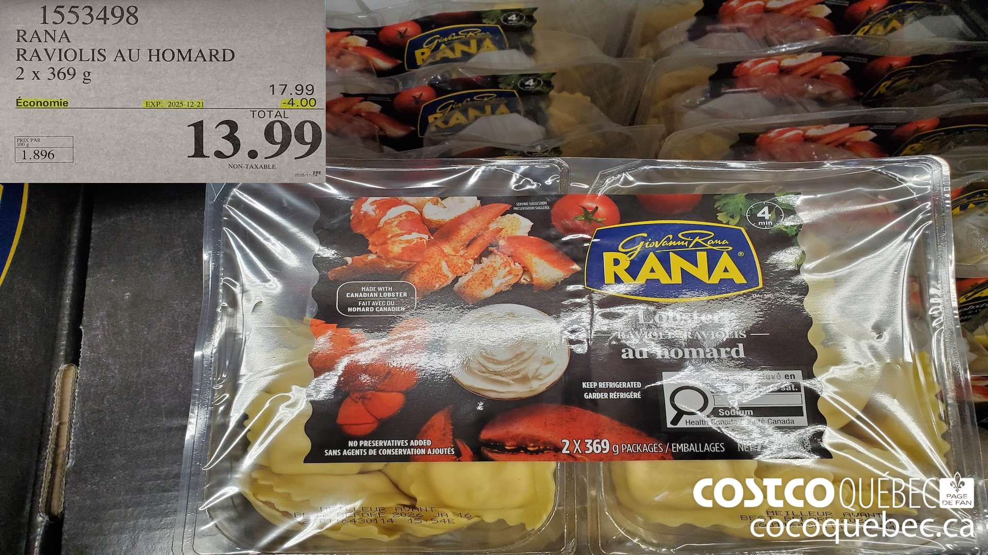 1553498 RANA RAVIOLIS AU HOMARD 2 x 369 g ($4.00 INSTANT SAVINGS EXPIRES ON 2025-12-21) $13.99