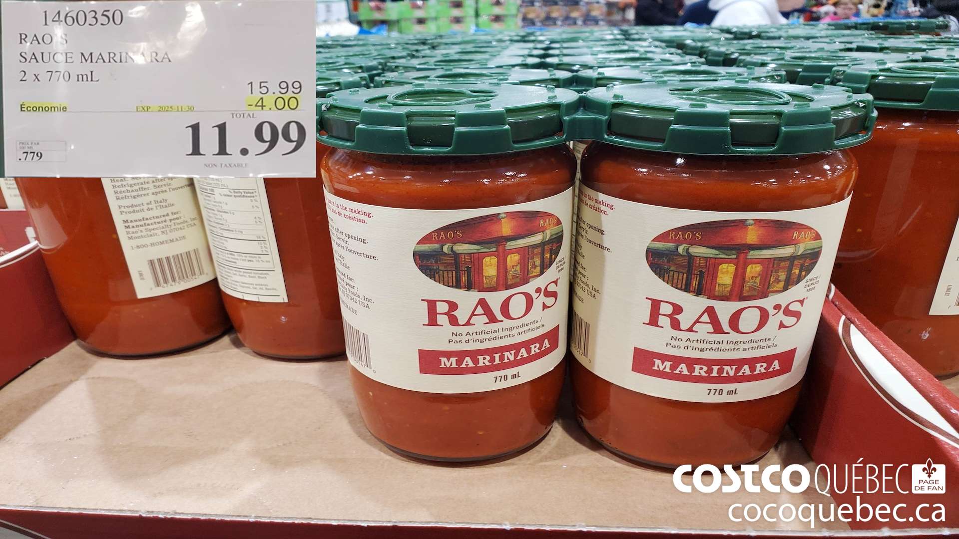 1460350 RAO'S SAUCE MARINARA  ($4.00 INSTANT SAVINGS EXPIRES ON 2025-11-30) $11.99