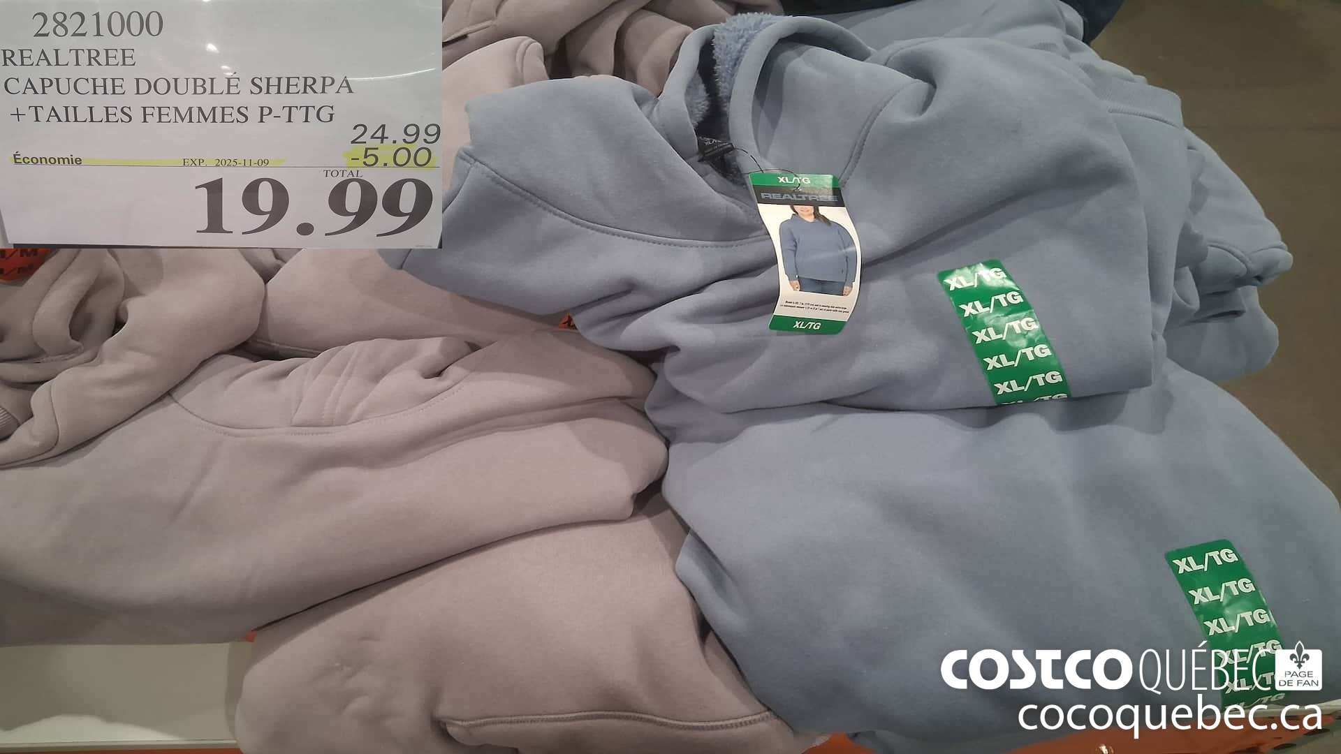 2821000 REALTREE CAPUCHE DOUBLE SHERPA TAILLES FEMMES P-TTG ($5.00 INSTANT SAVINGS EXPIRES ON 2025-11-09) $19.99