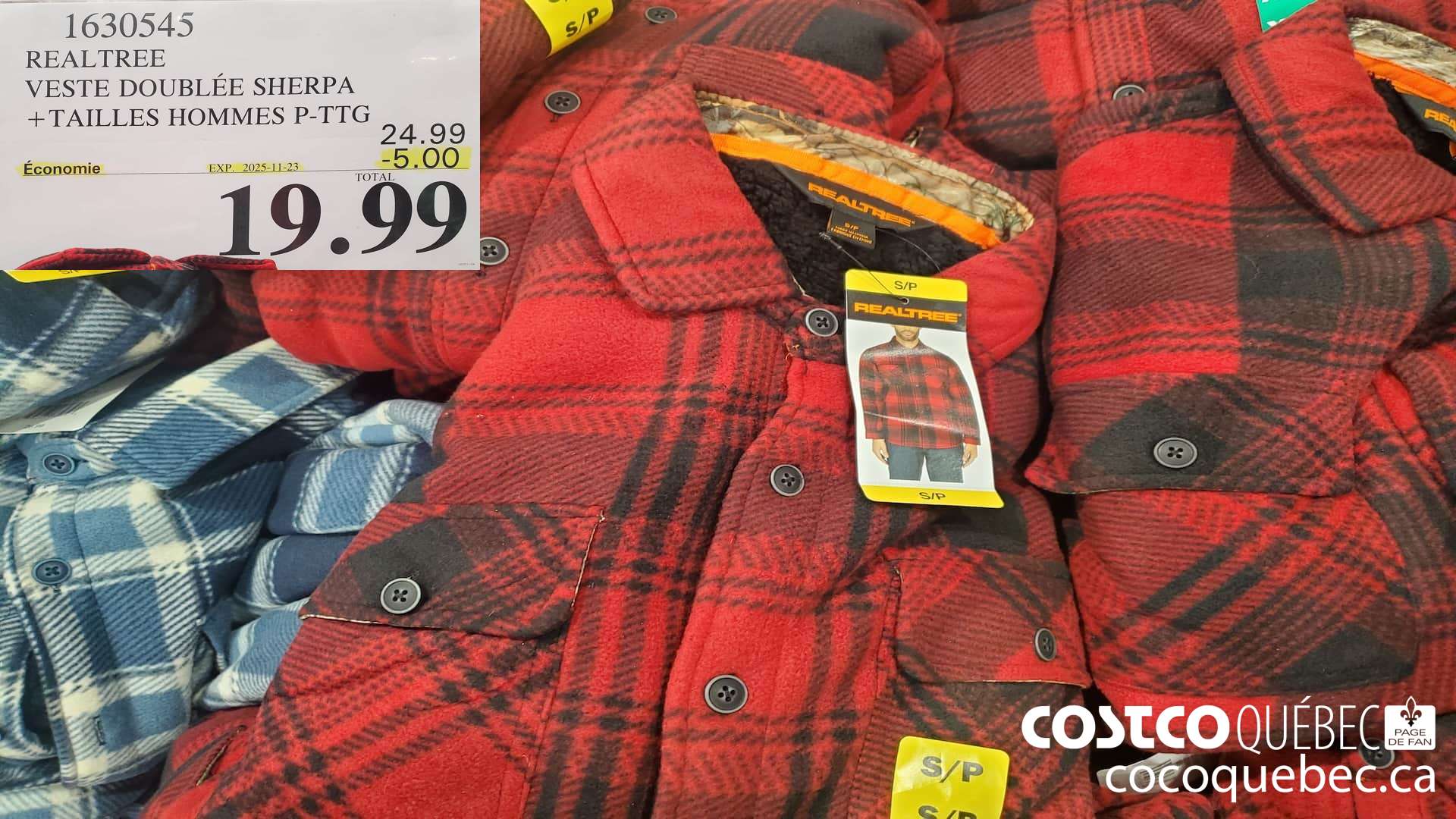 1630545 REALTREE VESTE DOUBLEE TAILLES HOMMES P-TTG ($5.00 INSTANT SAVINGS EXPIRES ON 2025-11-23) $19.99