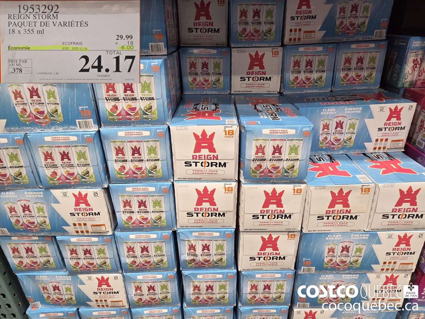 1953292 REIGN STORM PAQUET DE VARIETES 18 X 355ML ($6.00 INSTANT SAVINGS EXPIRES ON 2025-11-16) $24.17