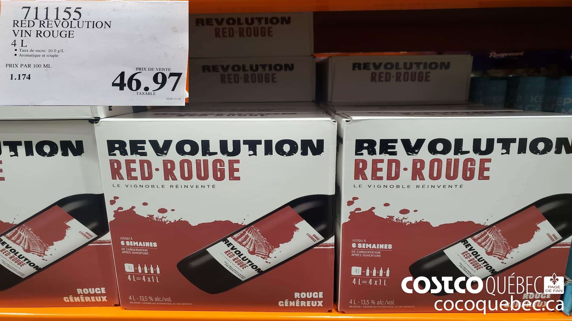 711155 REVOLUTION RED VIN ROUGE 4L  $46.97