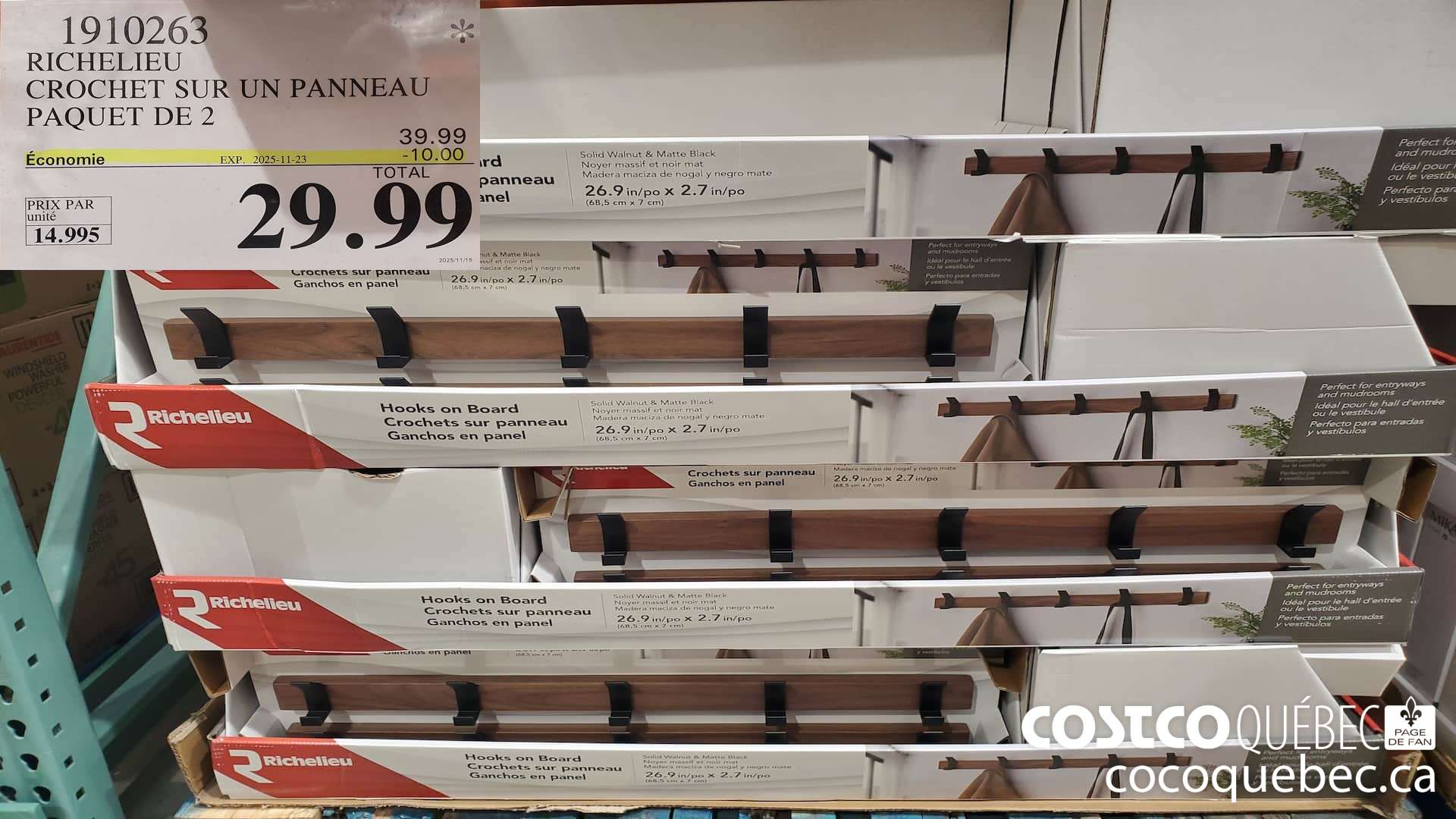 1910263 RICHELIEU CROCHET SUR UN PANNEAU PAQUET DE 2  ($10.00 INSTANT SAVINGS EXPIRES ON 2025-11-23) $29.99