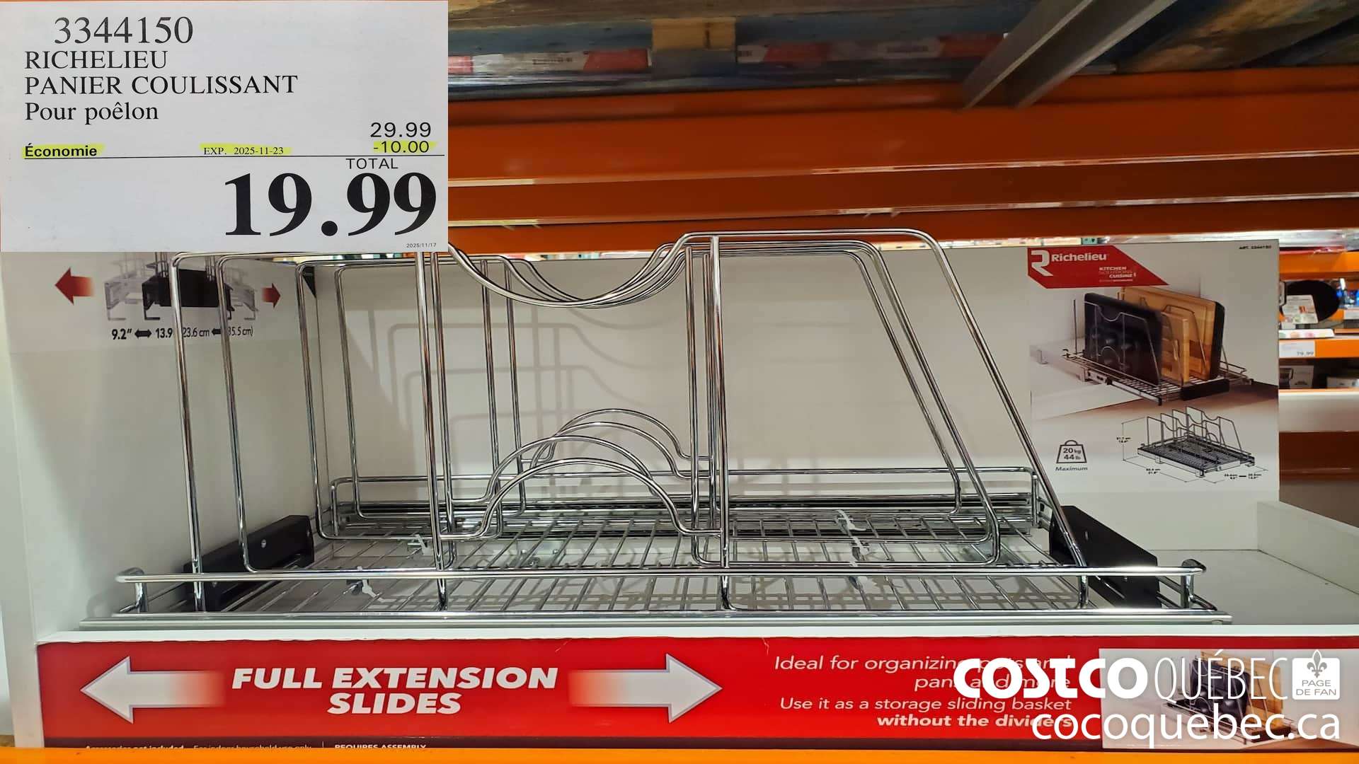 3344150 RICHELIEU PANIER COULISSANT  ($10.00 INSTANT SAVINGS EXPIRES ON 2025-11-23) $19.99