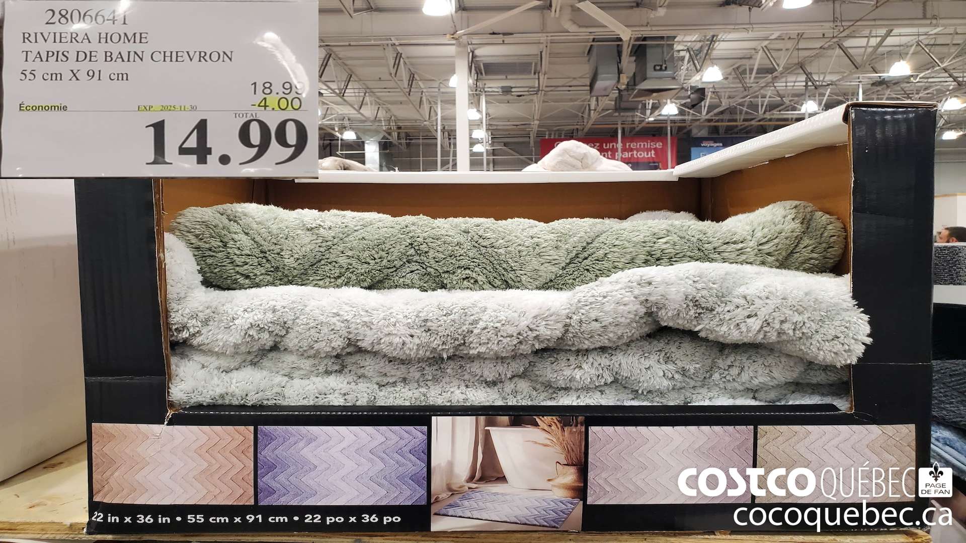 2806641 RIVIERA HOME TAPIS DE BAIN CHEVRON 55 cm X 91 cm ($4.00 INSTANT SAVINGS EXPIRES ON 2025-11-30) $14.99