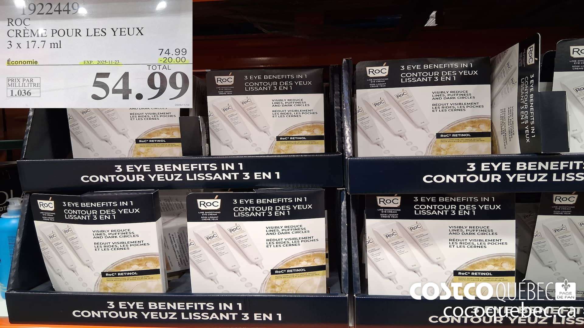 1922449 ROC CREME POUR LES YEUX 3x 17.7 ml  ($20.00 INSTANT SAVINGS EXPIRES ON 2025-11-23) $54.99