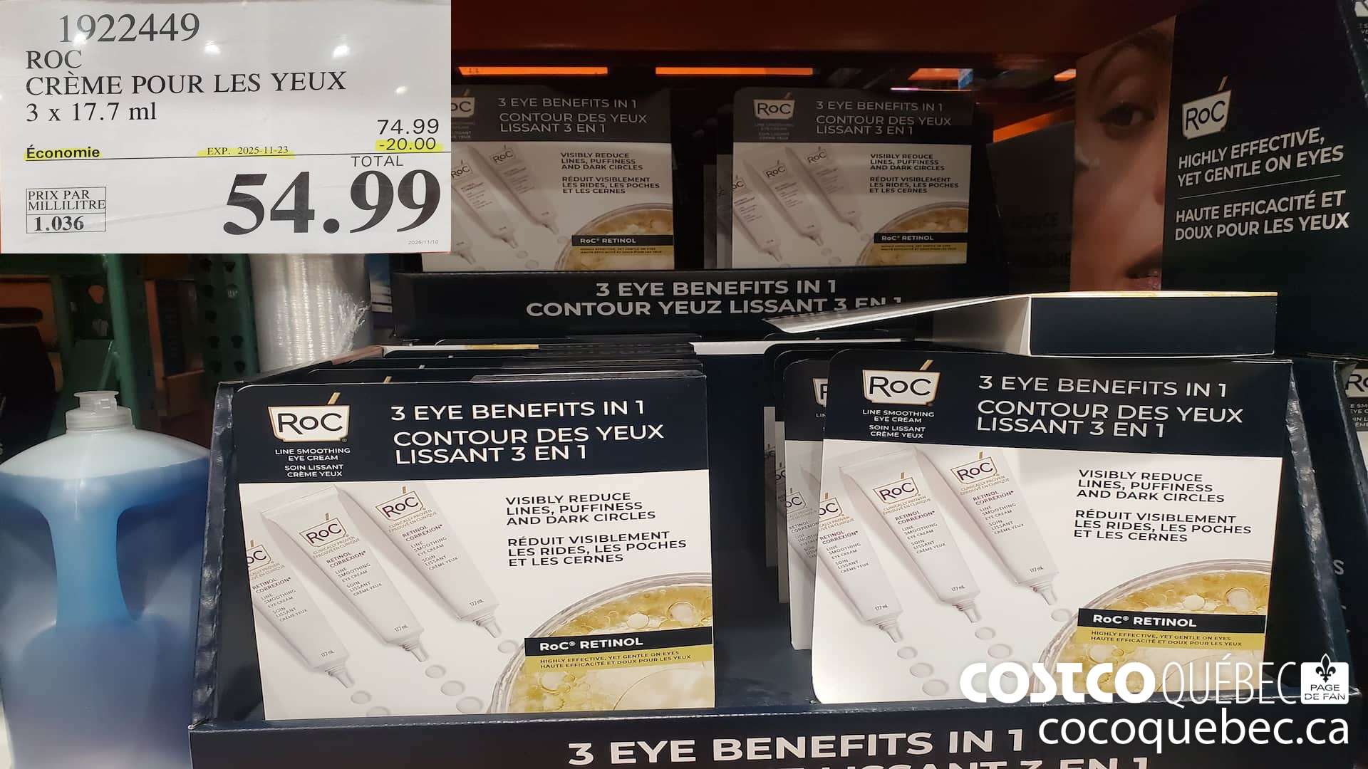 1922449 ROC CREME POUR LES YEUX 3x 17.7 ml  ($20.00 INSTANT SAVINGS EXPIRES ON 2025-11-23) $54.99