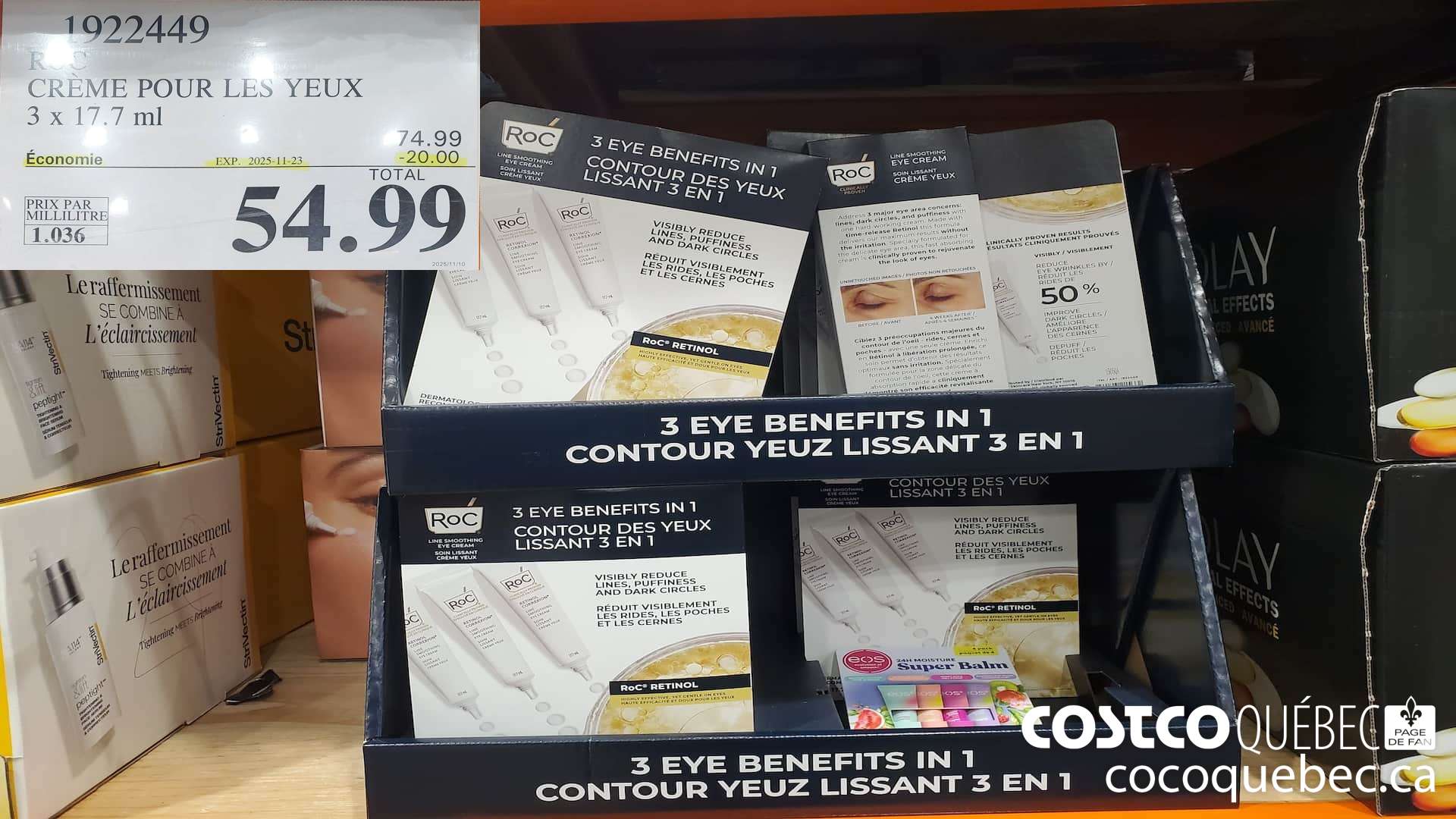 1922449 ROC CREME POUR LES YEUX 3x 17.7 ml  ($20.00 INSTANT SAVINGS EXPIRES ON 2025-11-23) $54.99