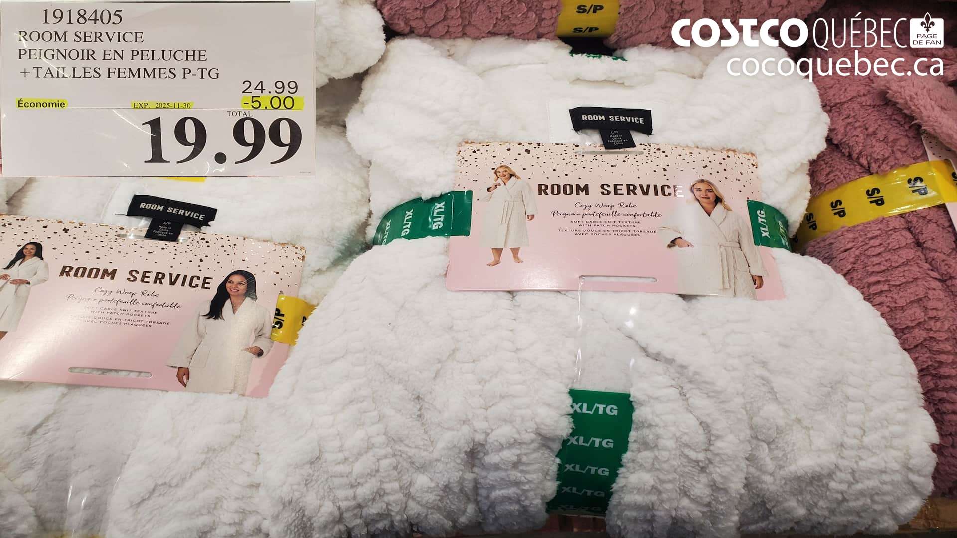 1918405 ROOM SERVICE PEIGNOIR EN PELUCHE+TAILLES FEMMES P-TG ($5.00 INSTANT SAVINGS EXPIRES ON 2025-11-30) $19.99