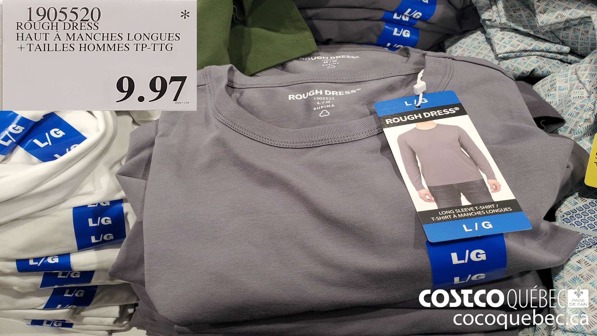 1905520 ROUGH DRESS HAUT A MANCHES LONGUES +TAILLES HOMMES $9.97